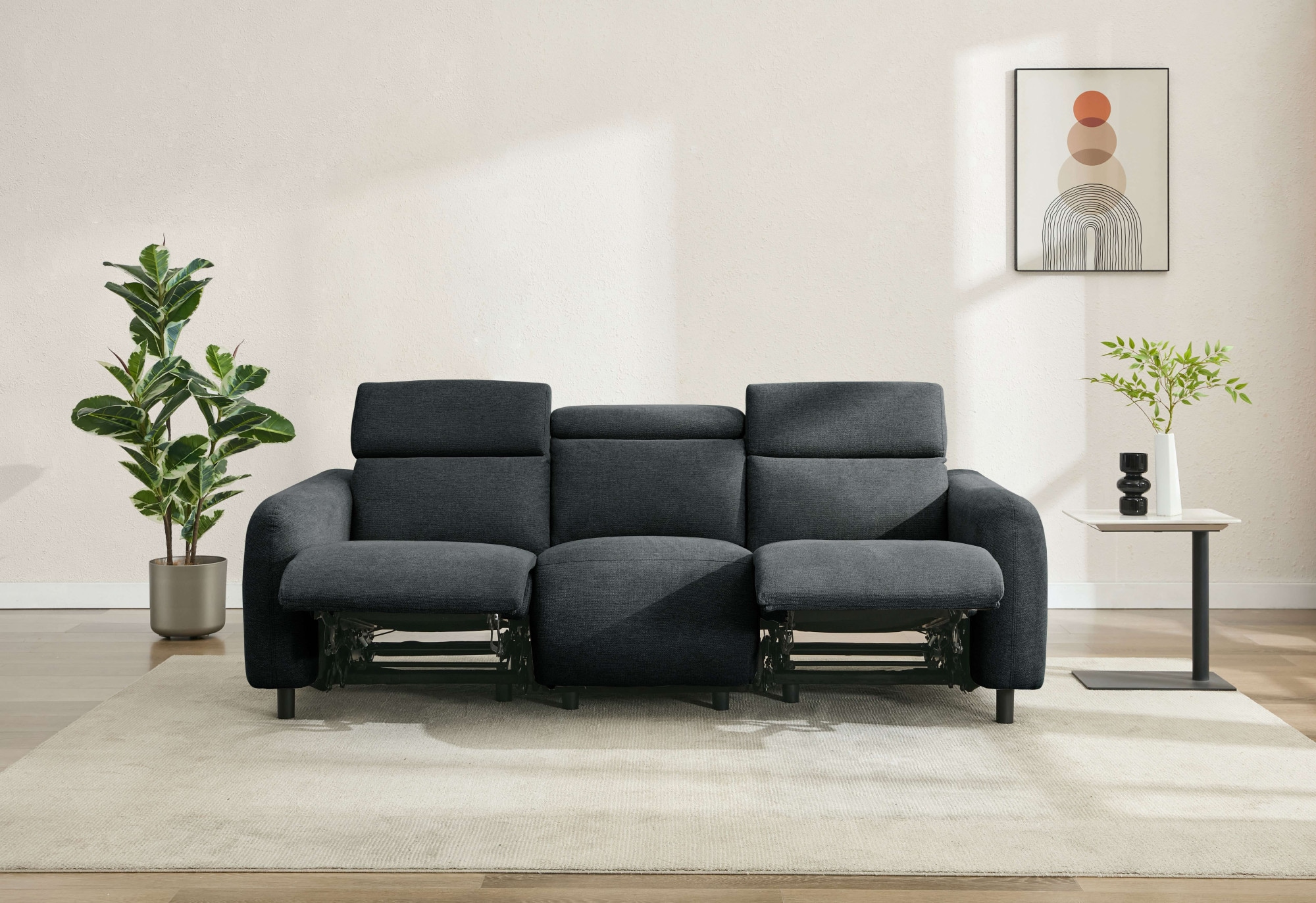 Home affaire 3-Sitzer »SKAANE Struktur-Sofa, 229 cm, manuelle-u. elektrische Relaxfunktion«, Relax-Funktion in 2 Sitzen, Kopfteilverstellung, Federkernpolsterung