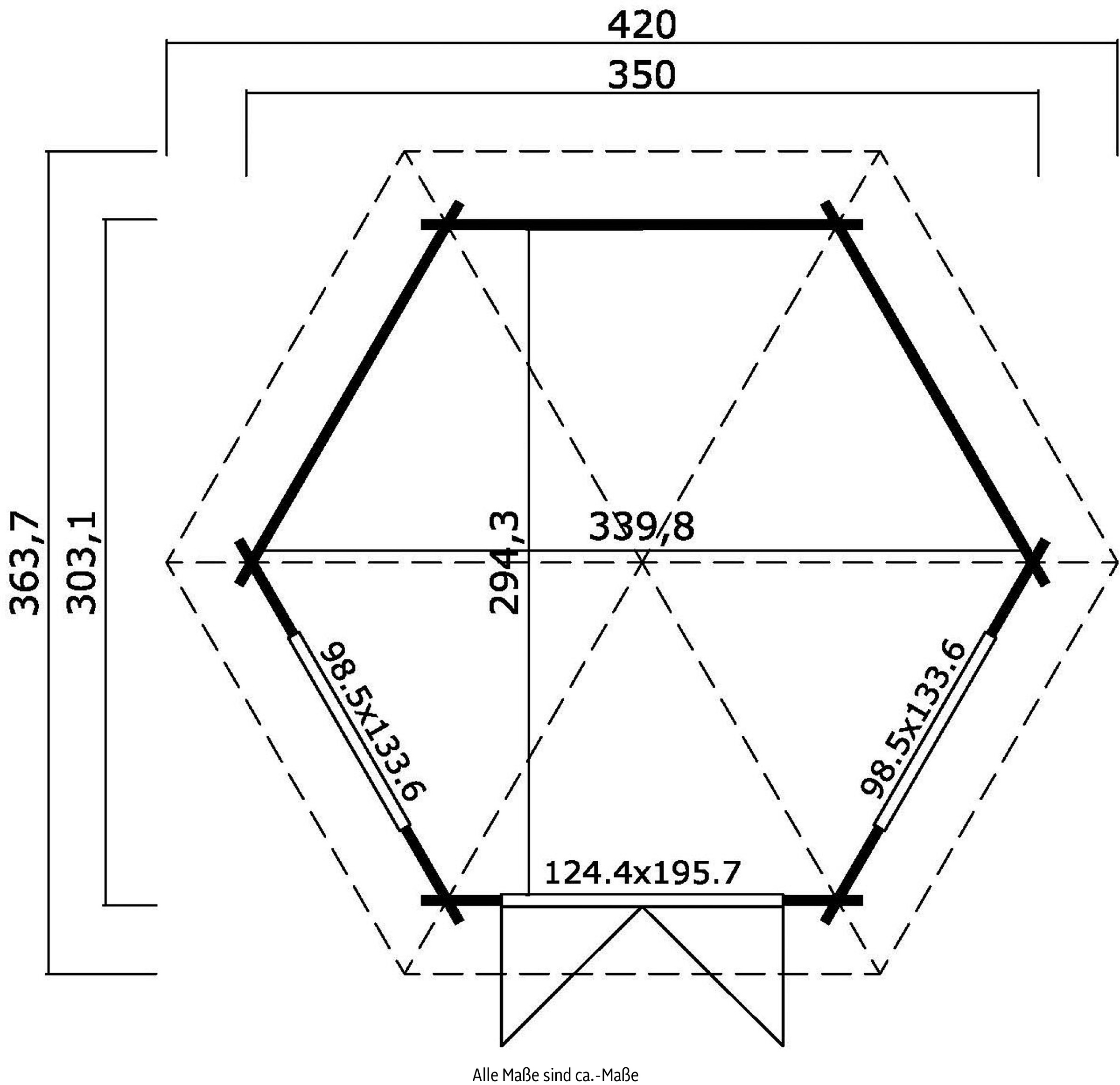 LASITA MAJA Pavillon »Rivera«, (Set, Inklusive Fussbodenbretter zum verlegen), BxT: 363,7x420 cm, Fichtenholz