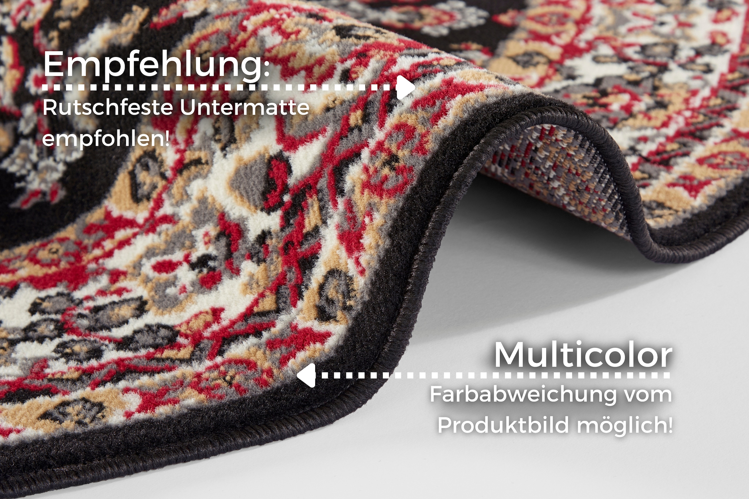 HANSE Home Teppich »Halton«, rund, 8 mm Höhe, Kurzflor, Orient Optik, mit Bordüre, robust, pflegeleicht, gekettelt