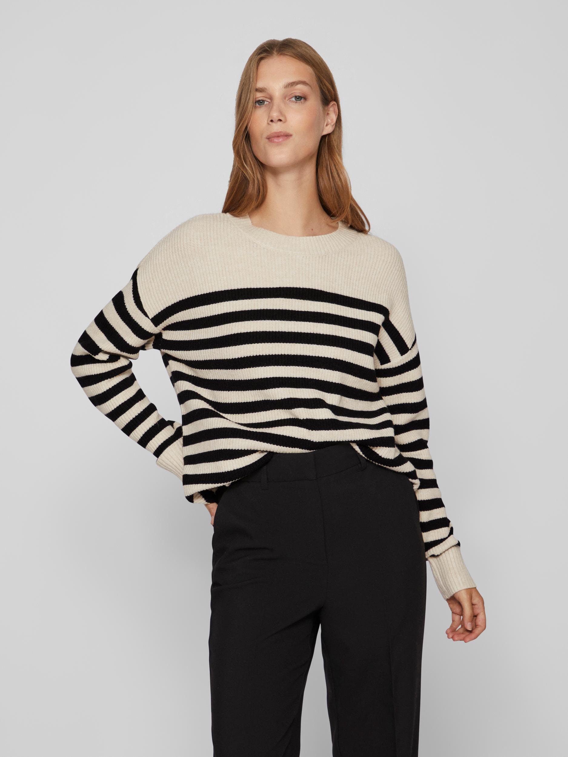 Vila Rundhalspullover »VIRIL RIB STRIPE L/S KNIT TOP - NOOS«