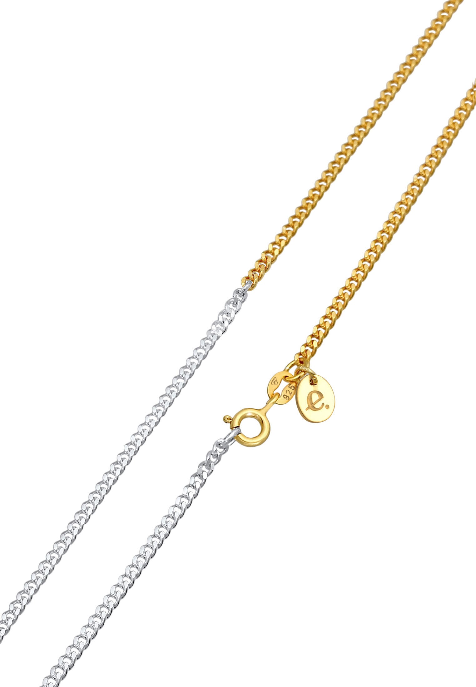 Elli Kette ohne Anhänger »Halskette Panzerkette Basic Chunky Chain Bi-Color 925 Silber«