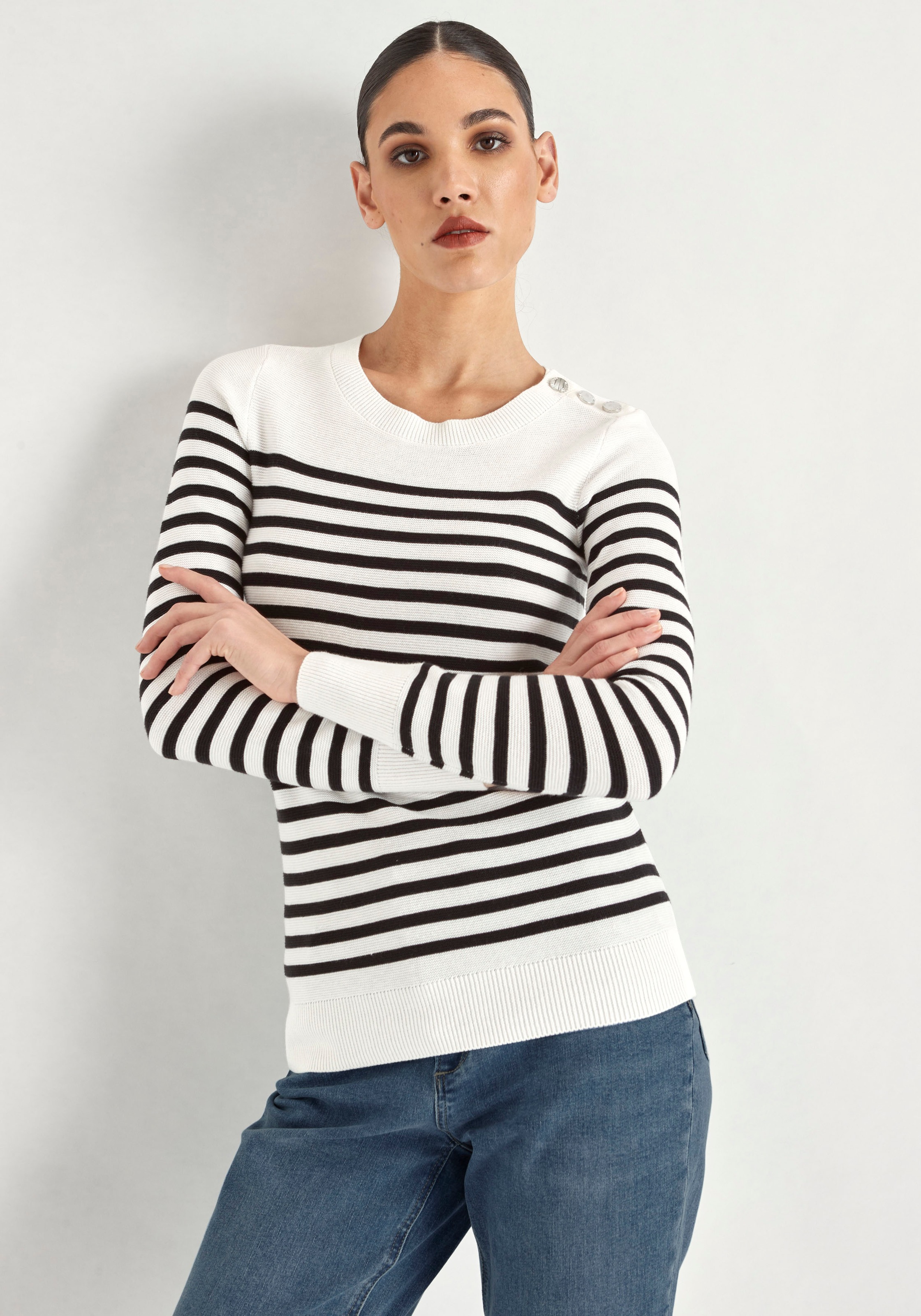 HECHTER PARIS Strickpullover mit Knopfdetail NEUE KOLLEKTION