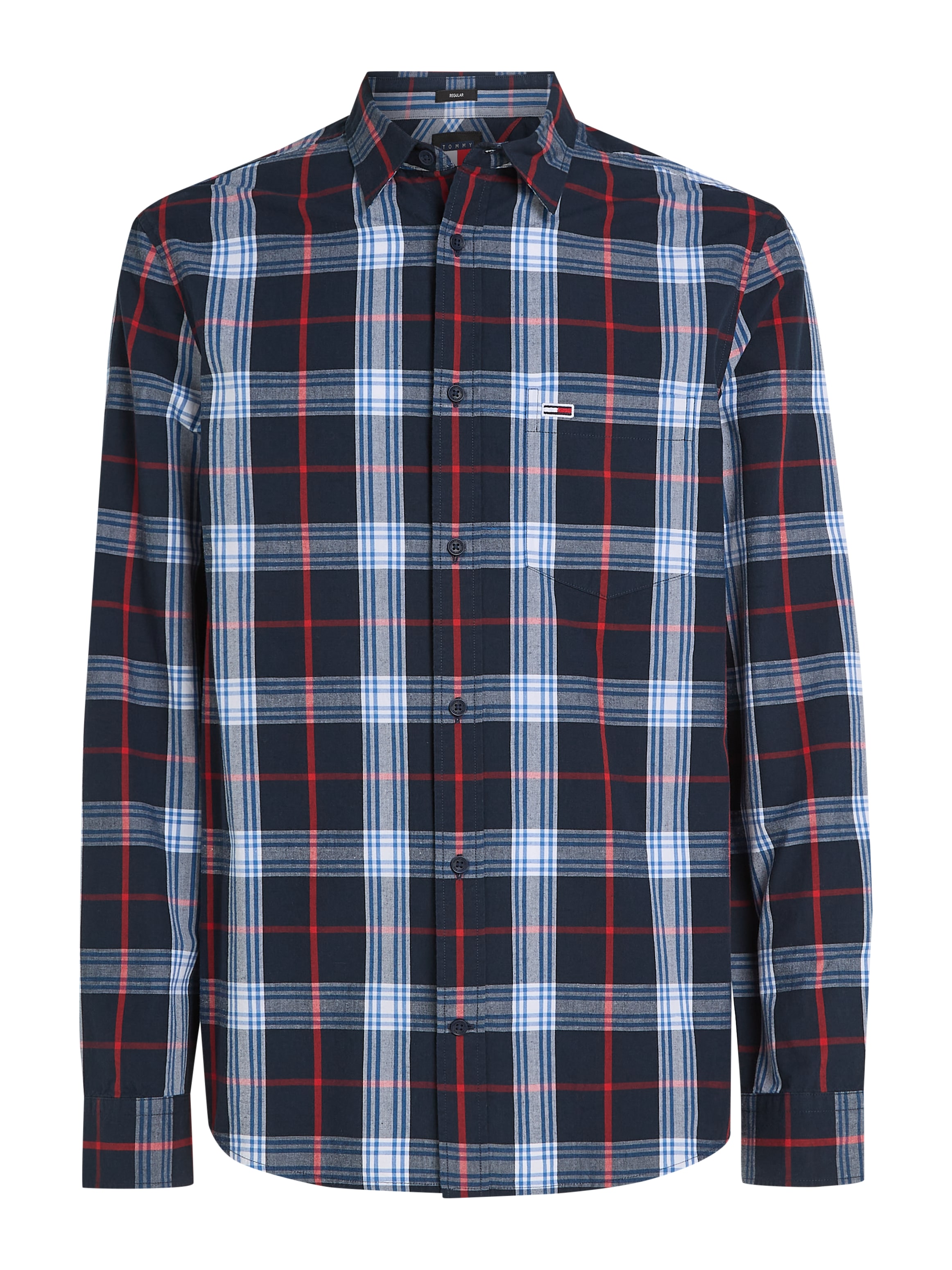 Tommy Jeans Langarmhemd »TJM REG POPLIN CHECK SHIRT«, mit Logostickerei