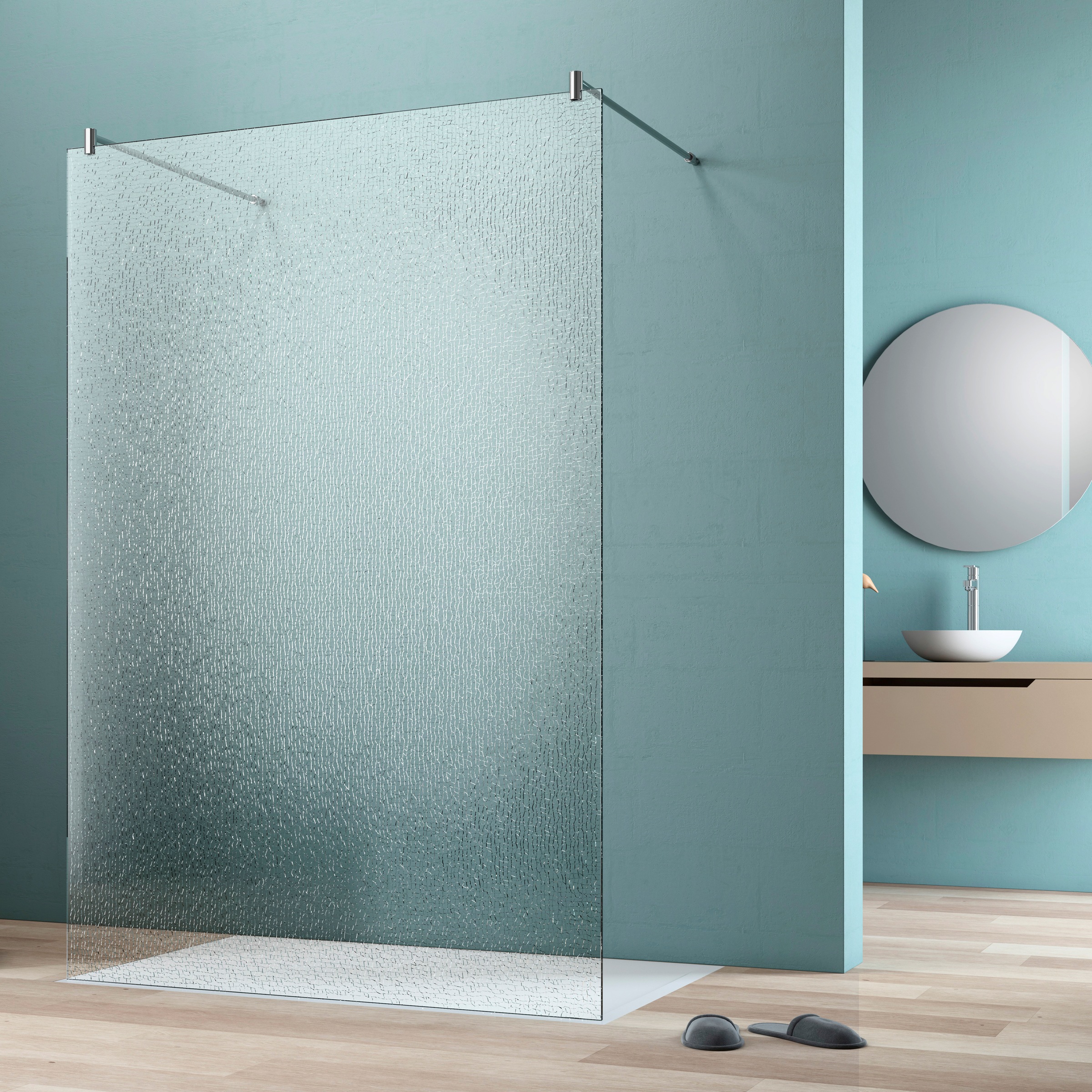 Walk-in-Dusche »flex A-W002C«, BxH: 90 x 200 cm, Crash-Glas klar