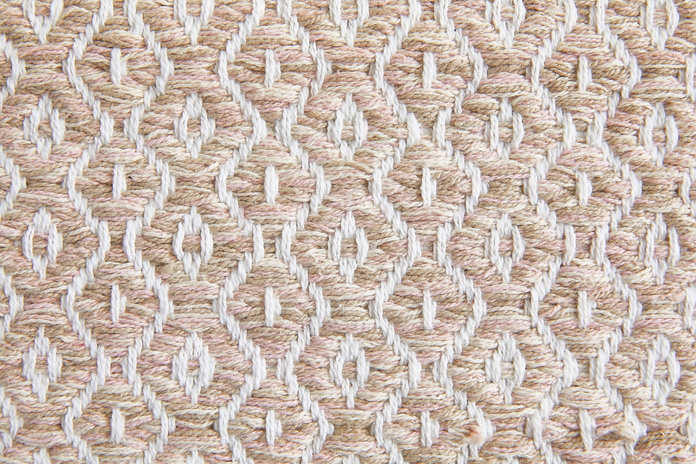my home Teppich »Nivala«, rechteckig, 10 mm Höhe, Flachgewebe, Rauten Motiv, reine Baumwolle, mit Fransen