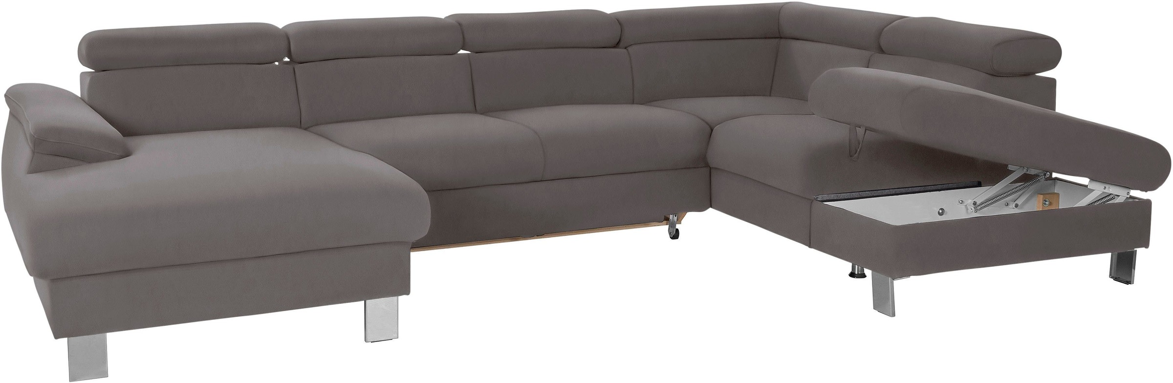 COTTA Polstergarnitur »Komaris U-Form«, (Set), Set bestehend aus: Wohnlandschaft mit Kopfteilverstellung & Hocker