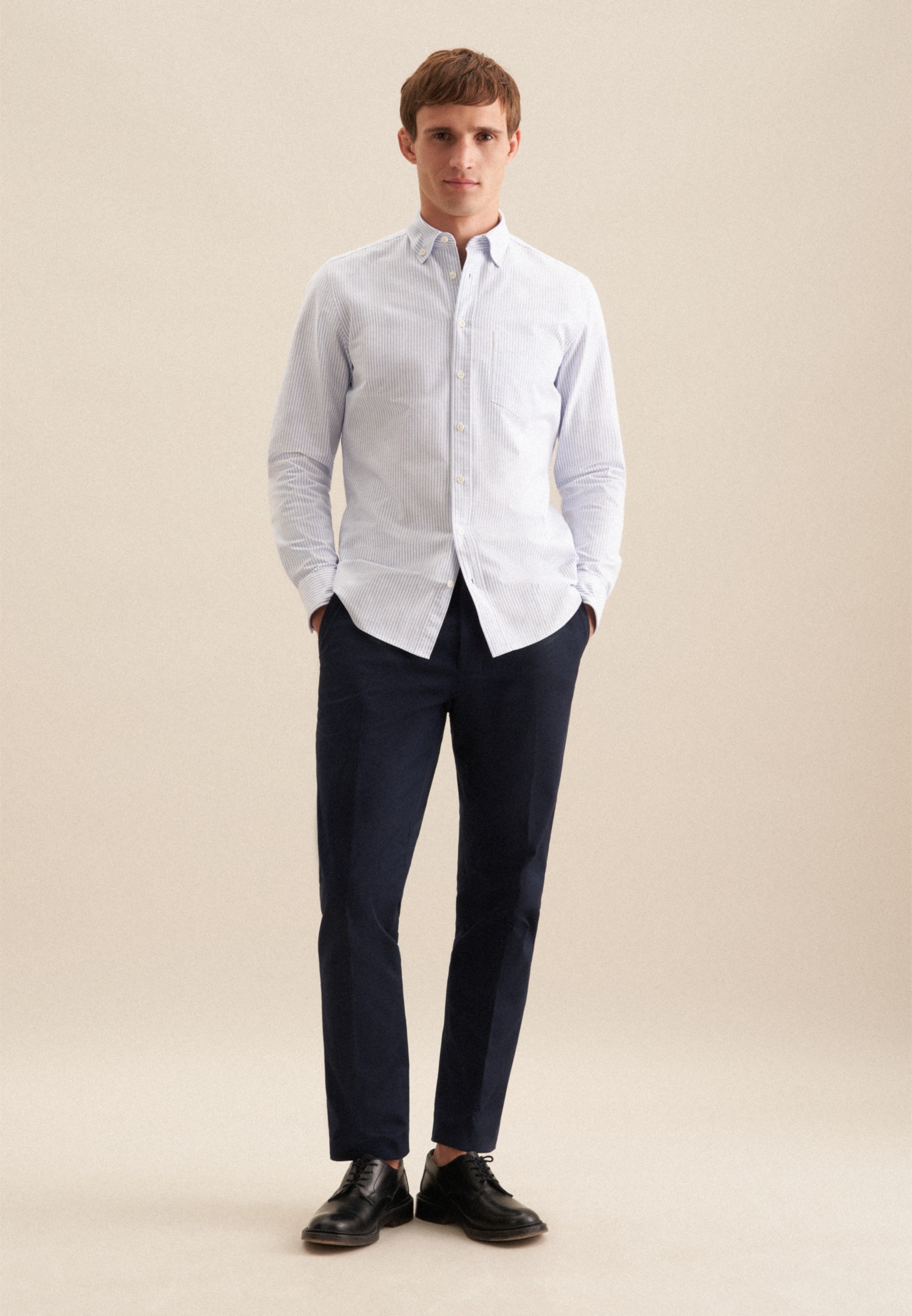 seidensticker Businesshemd Slim 1/1 Button-Down-Kragen Gestreift