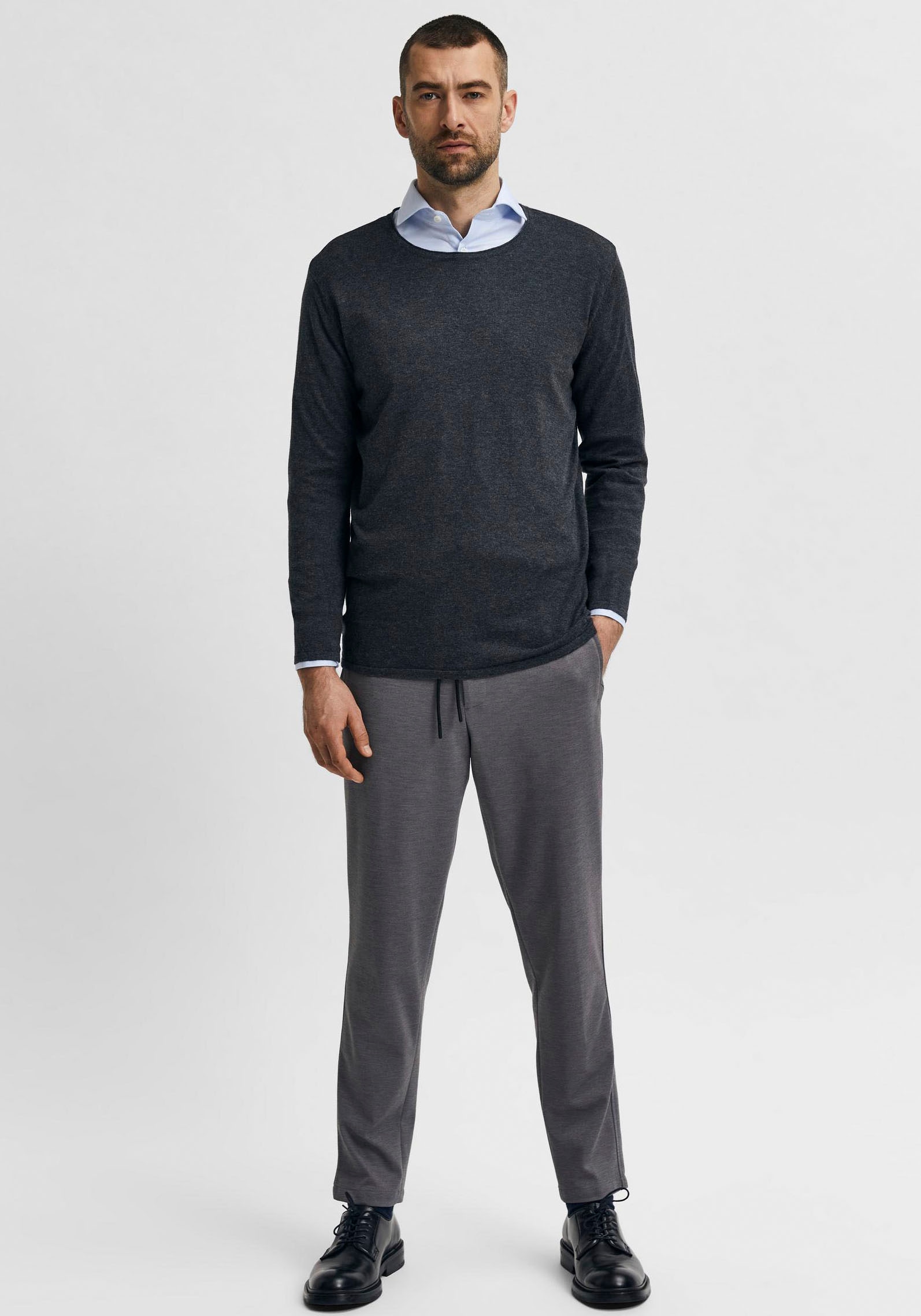 SELECTED HOMME Rundhalspullover »SLHROME LS KNIT CREW NECK NOOS«