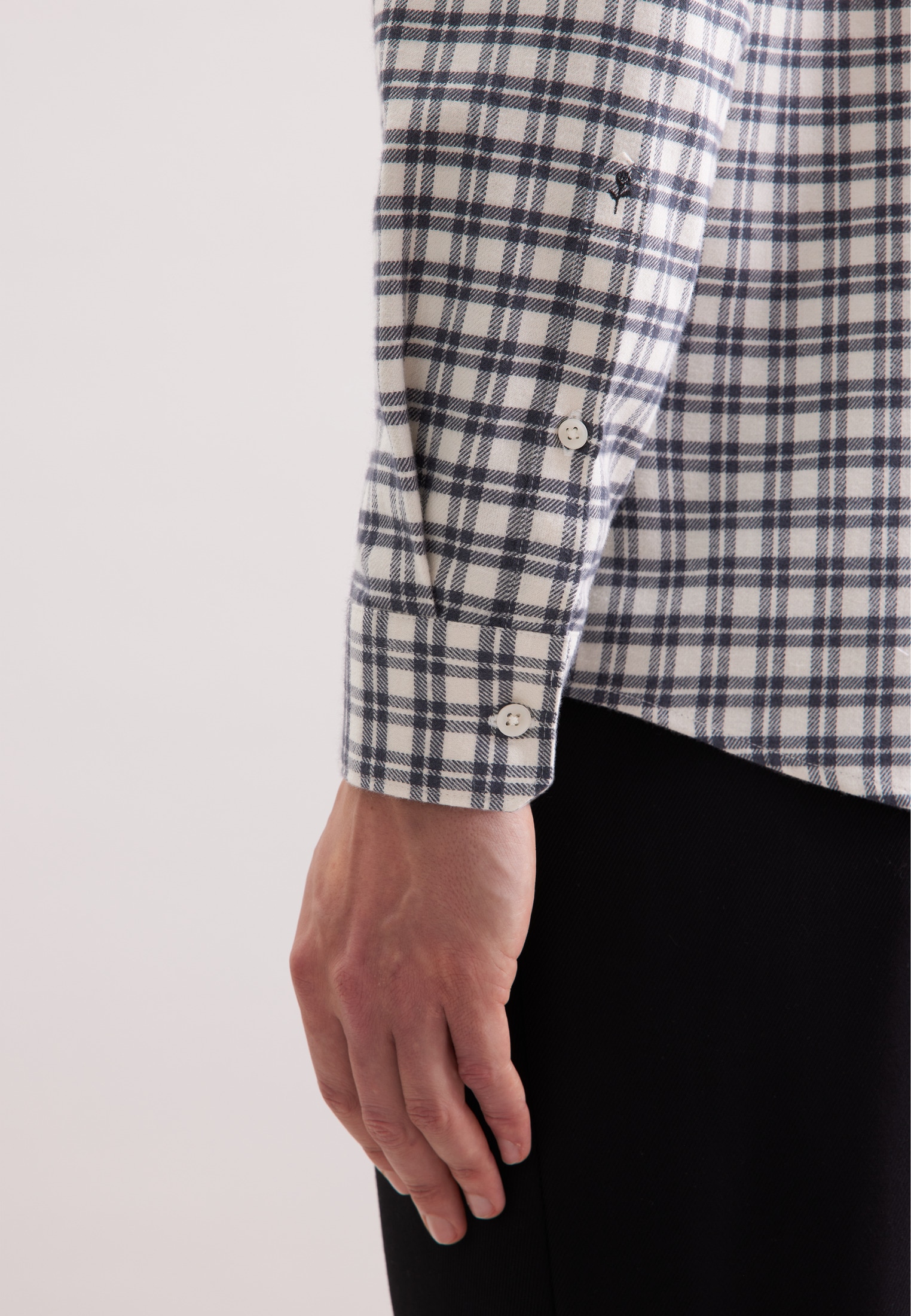 seidensticker Flanellhemd Regular 1/1 Button-Down-Kragen Karo