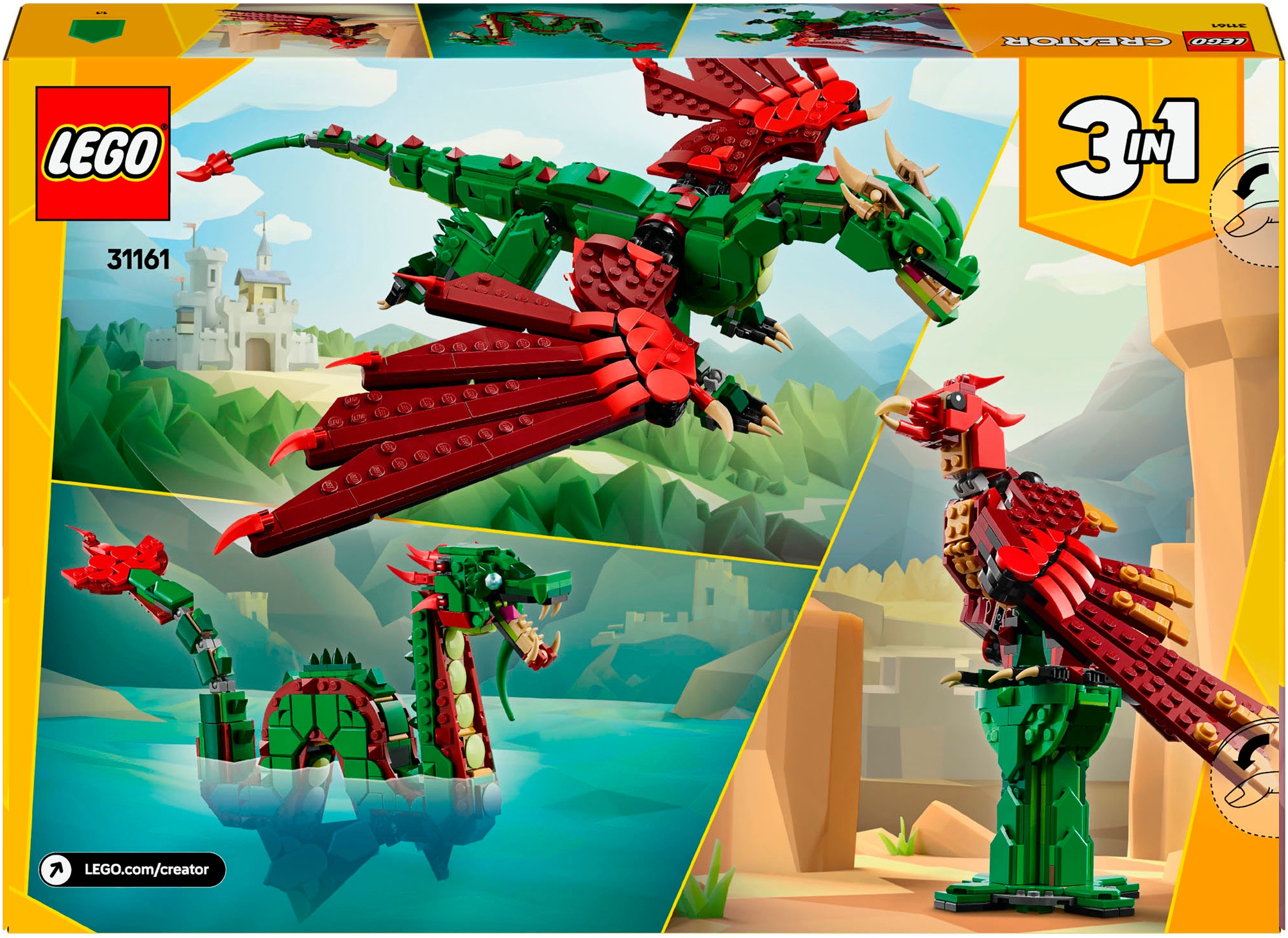 LEGO® Konstruktionsspielsteine »Grüner Drache (31161), LEGO Creator«, (715 St.), Made in Europe