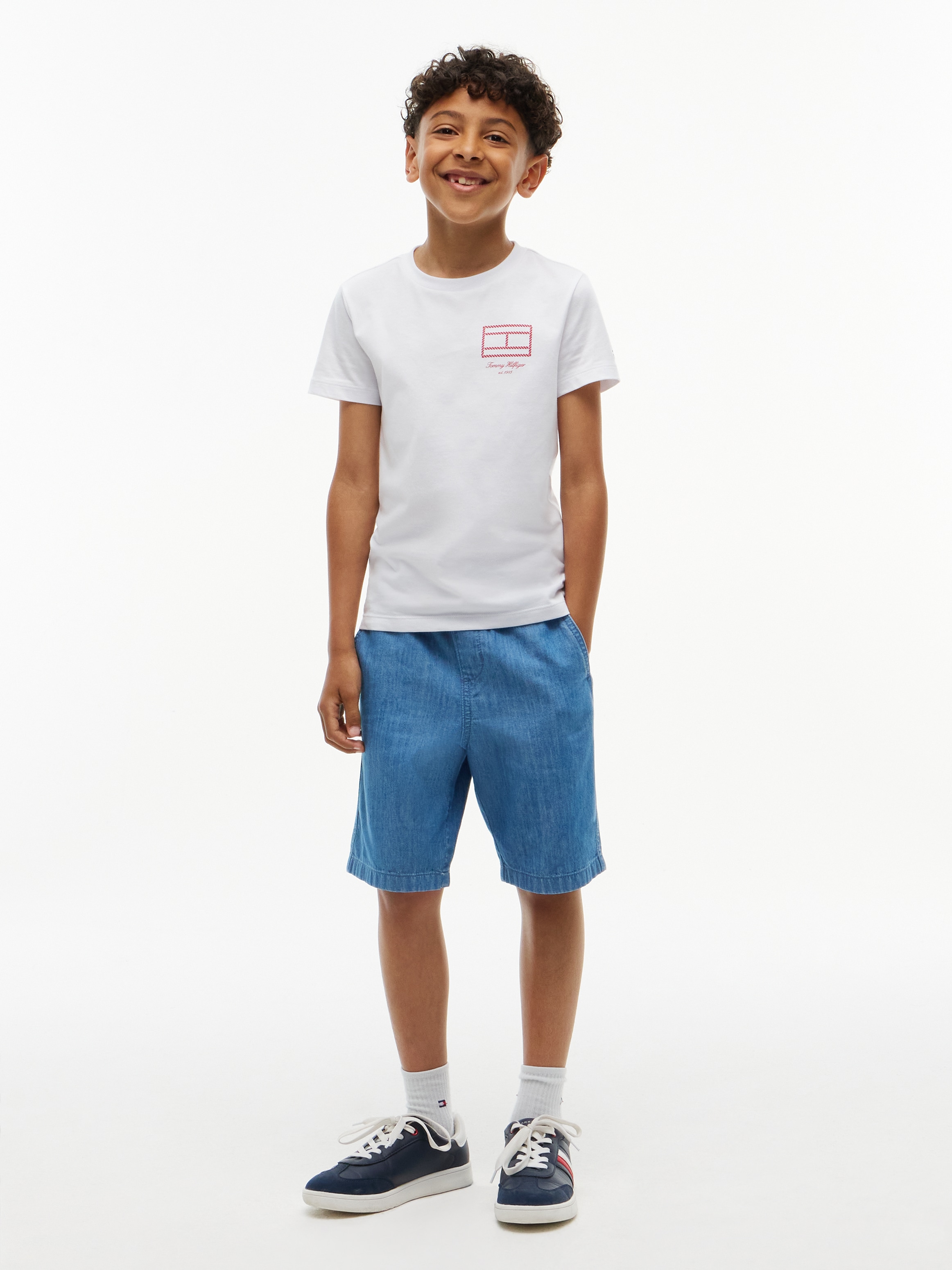 Tommy Hilfiger T-Shirt Rundhalsausschnitt, Regula Fit, reine Baumwolle, Kinder bis 16 Jahre