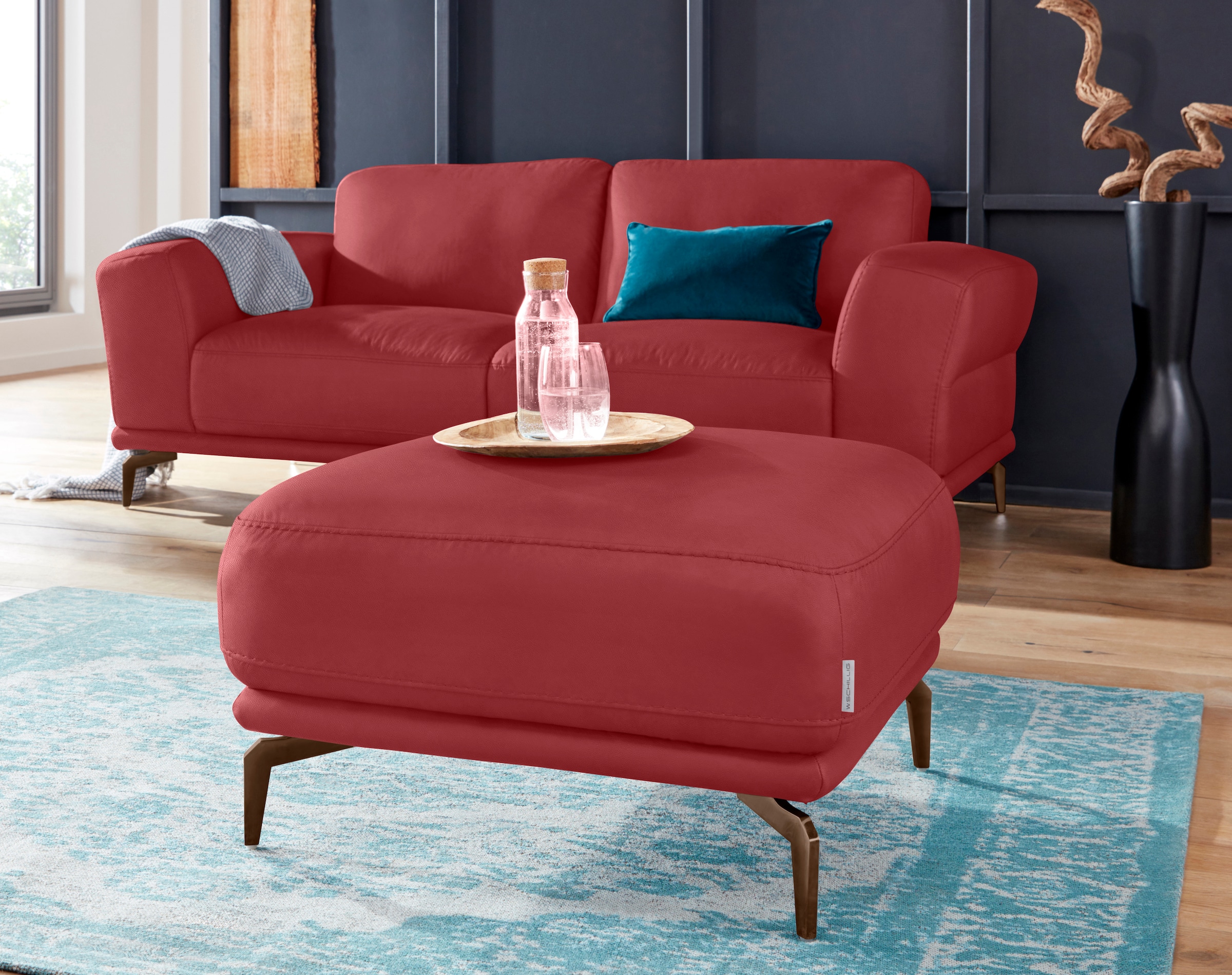 W.SCHILLIG Hocker »montanaa« mit Metallfüßen in Bronze pulverbeschichtet, Breite 71 cm