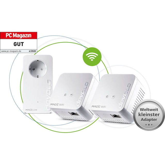 DEVOLO WLAN-Router »Magic 1 WiFi mini Multiroom Kit (1200Mbit, G.hn, Mesh)«  ➥ 3 Jahre XXL Garantie | UNIVERSAL
