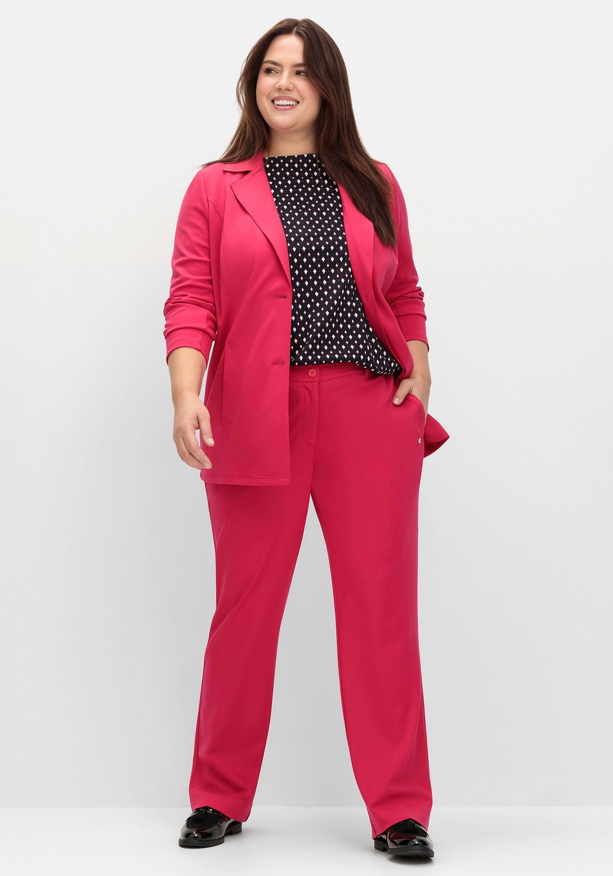 Sheego Sweatblazer »Blazer aus Milano-Ripp, mit Reverskragen«