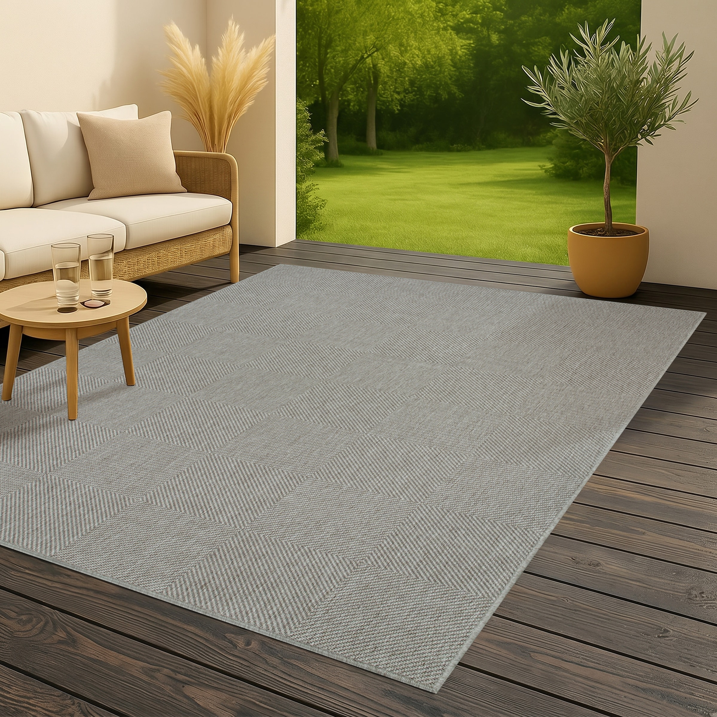 OTTO home Teppich »Anna, auch als Läufer erhältlich« rechteckig 3 mm Höhe In- und Outdoor geeignet, Sisal-Optik, Wetterfest & UV-beständig