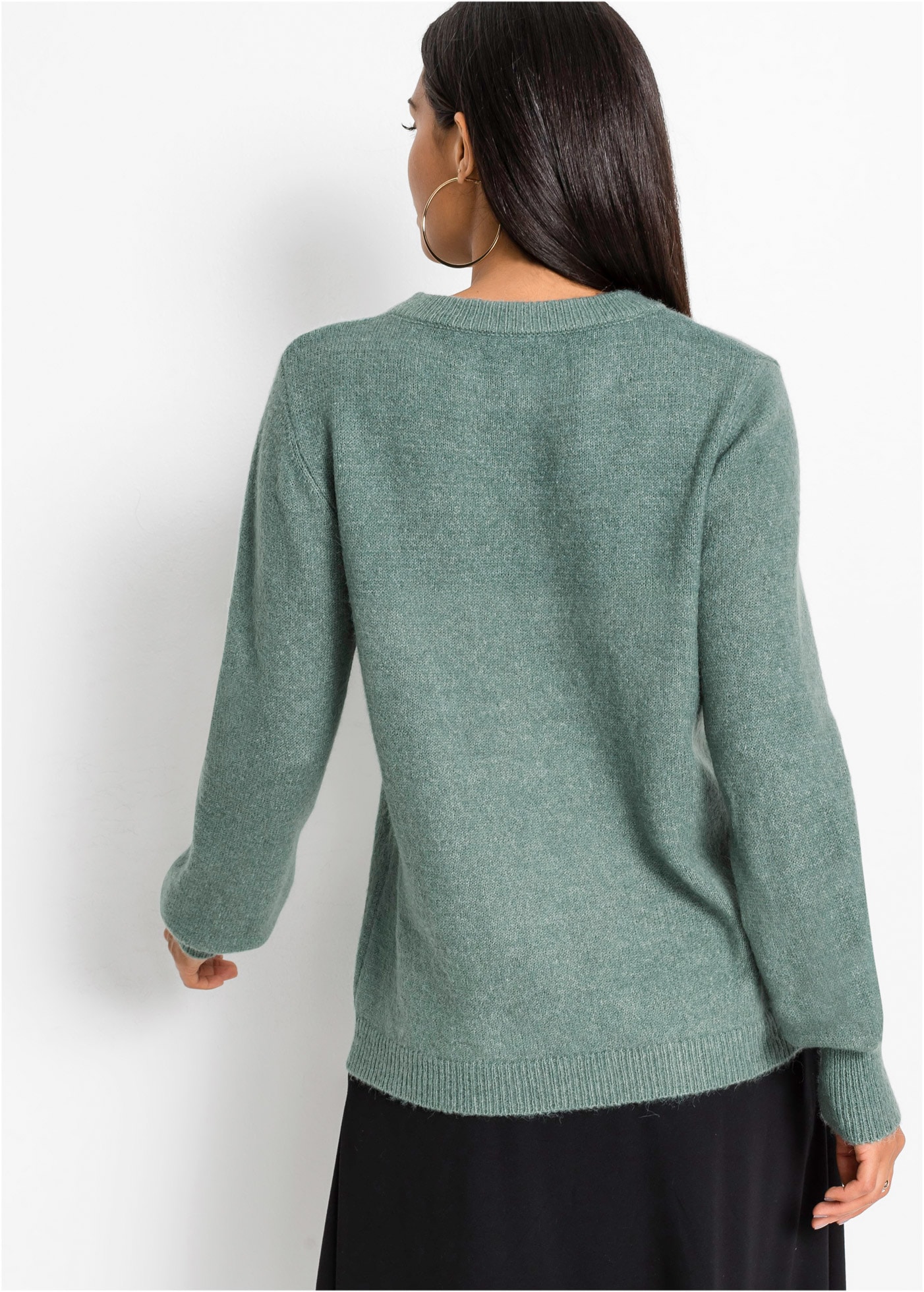 bonprix Strickpullover aus Polyacryl, Polyester, Polyamid und Elasthan, lockere Passform