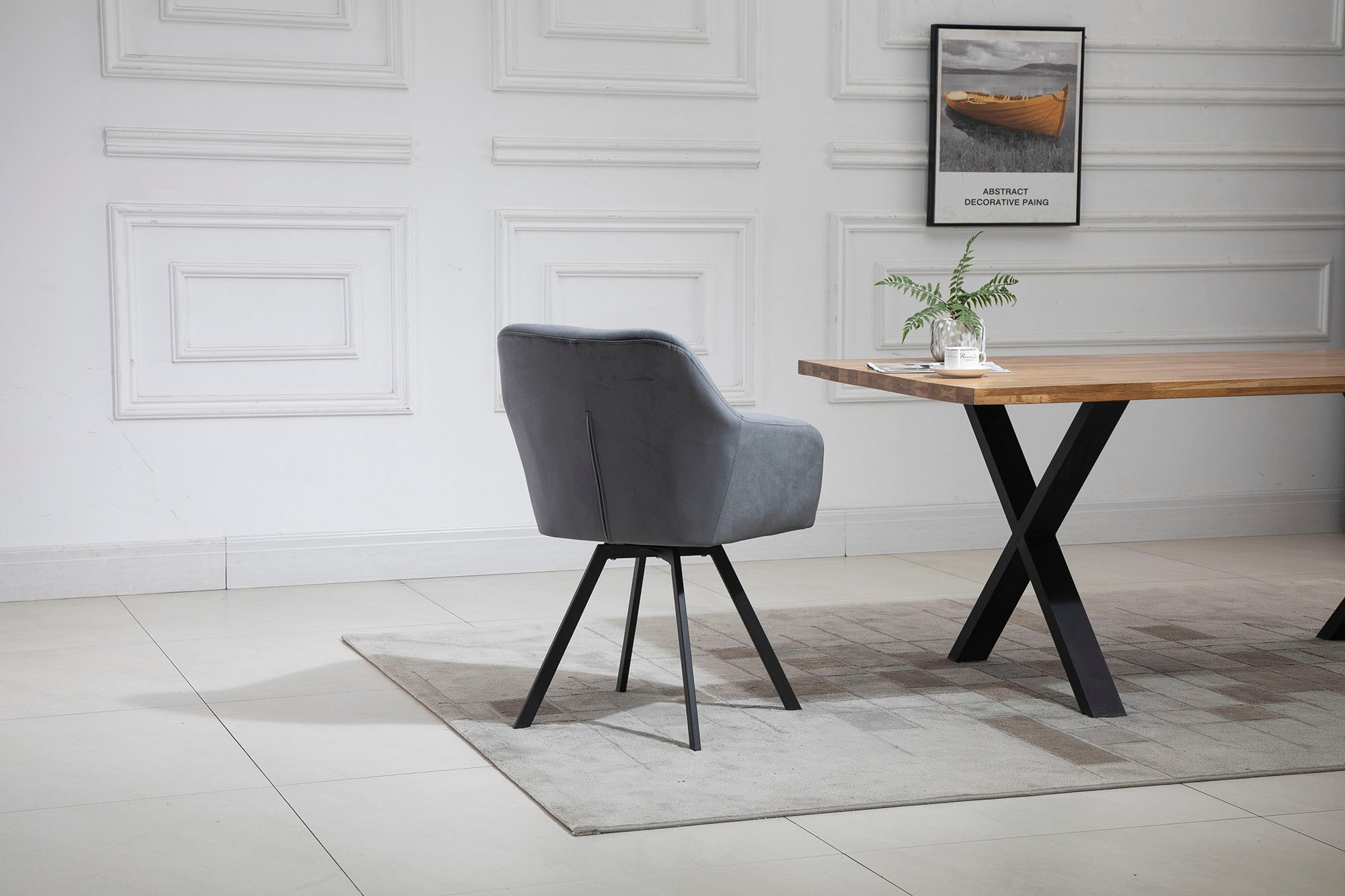 SalesFever Esszimmerstuhl »Toronto Stuhl - Stilvoller Armlehnstuhl mit Steppungen« () 1 Stk.Esszimmersessel, 360° Drehplatte unter der Sitzfläche