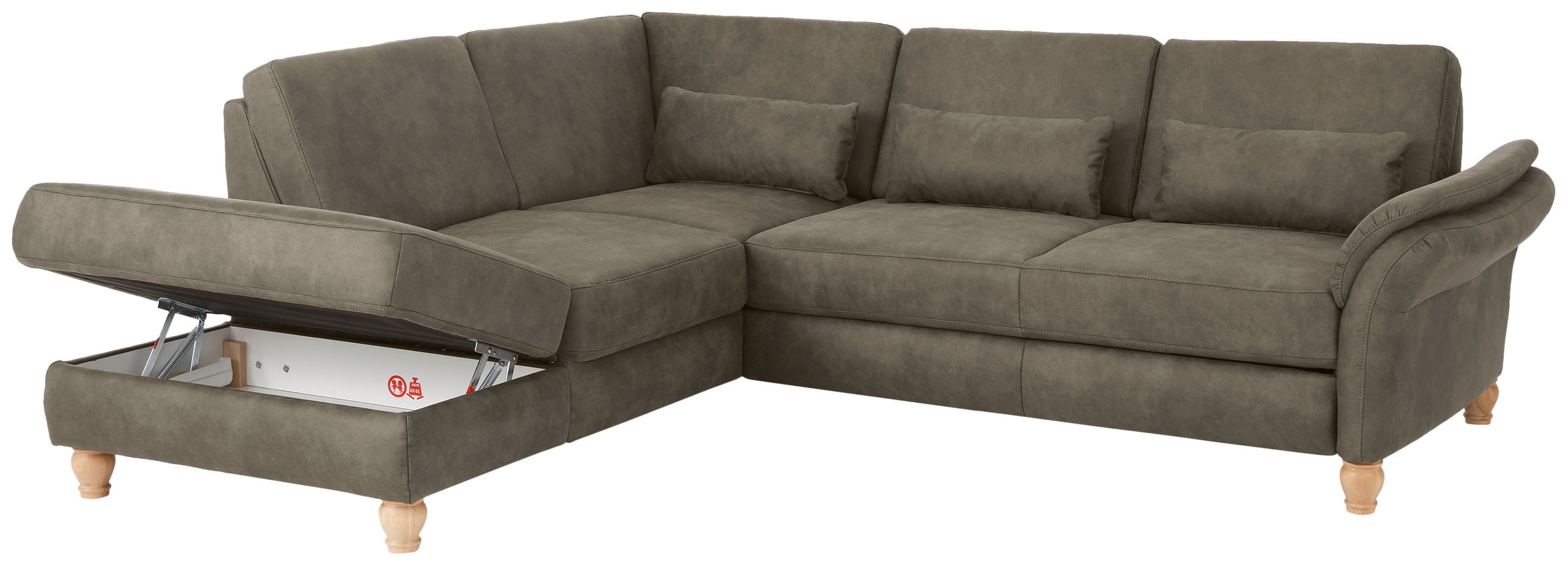 Home affaire Ecksofa »Palace L-Form«, incl. Sitztiefenverstellung, wahlweise mit Bettfunktion und Stauraum
