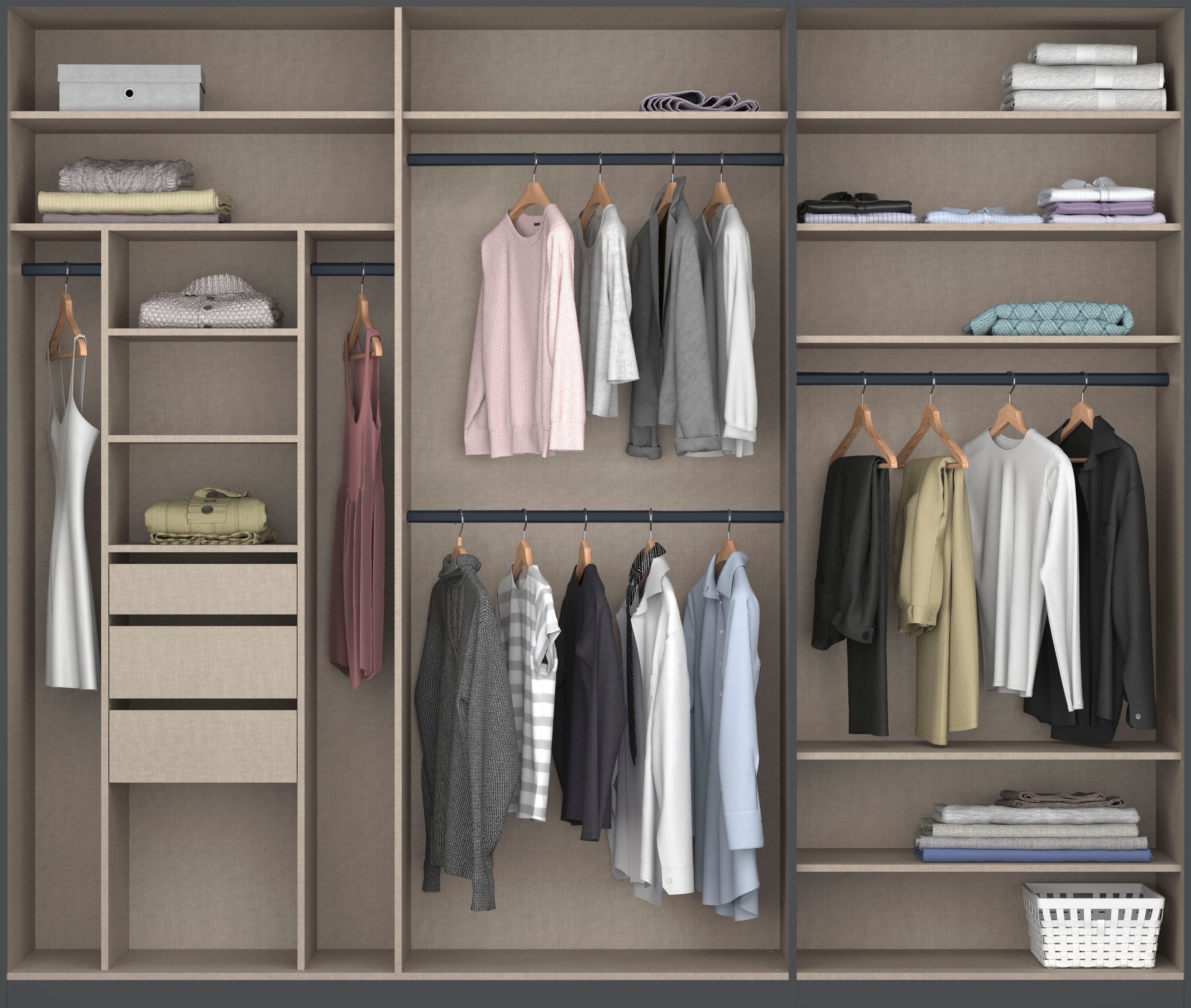 rauch Drehtürenschrank »Kleiderschrank Schrank Garderobe TOPSELLER OTELI inkl. Inneneinteilung«, mit 3 Innenschubladen extra Böden optional mit Spiegel MADE IN GERMANY