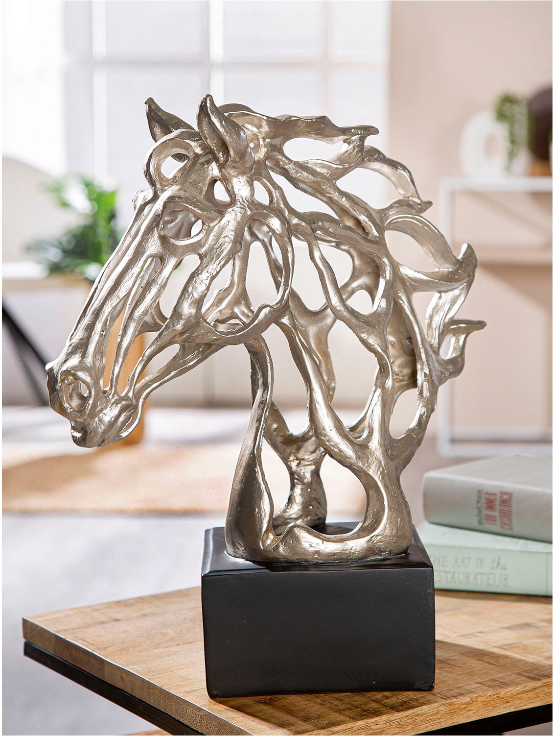 Casablanca by Gilde Dekoobjekt »Skulptur Pferd Cheval silberfarben H. 39,5 cm«