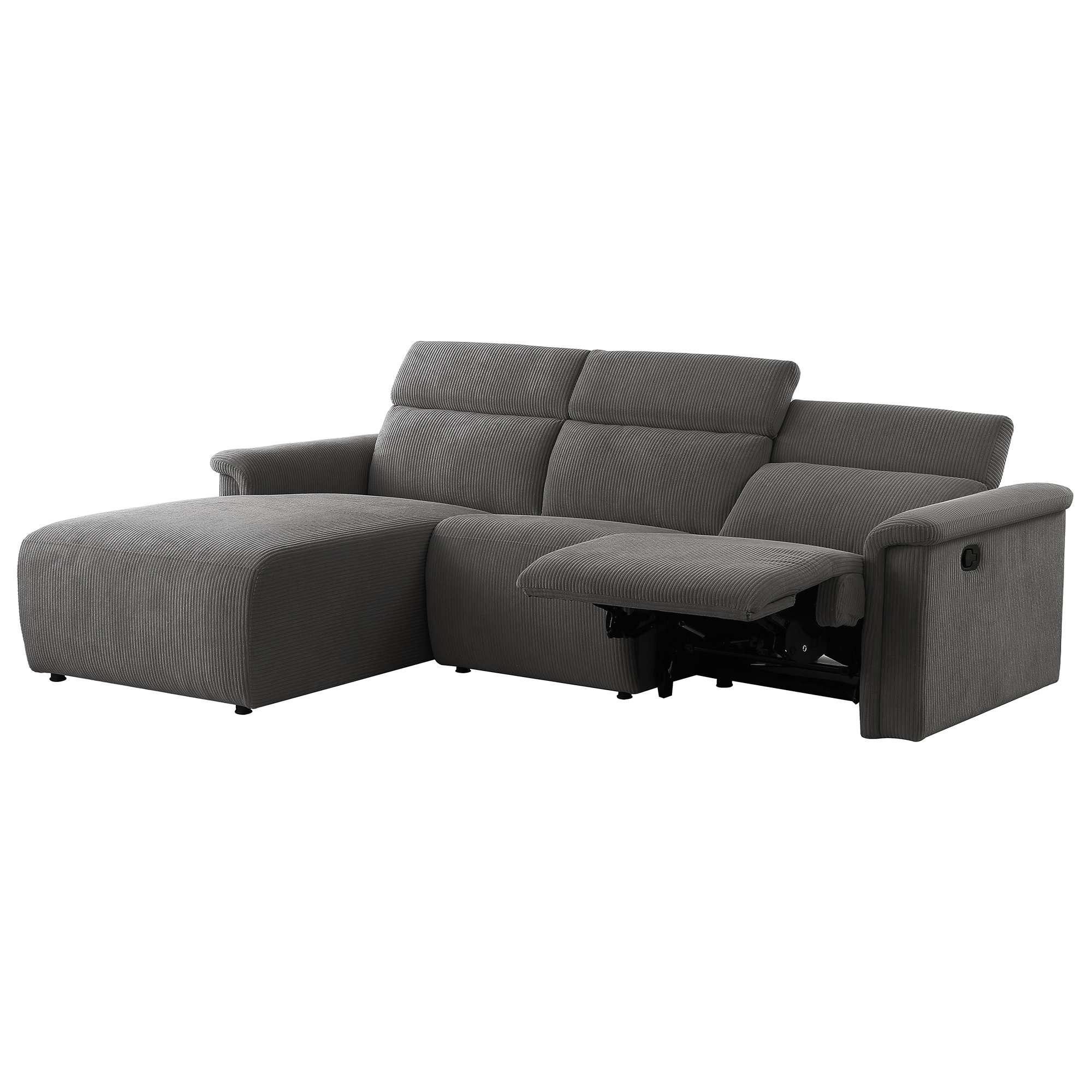 OTTO home Ecksofa »LUND Cord, L-Form, 258cm, man. o. elektr. Relaxfunktion (mit USB-A/C)« USB-A/C bei elektrischer Variante und Kopfteilverstellung