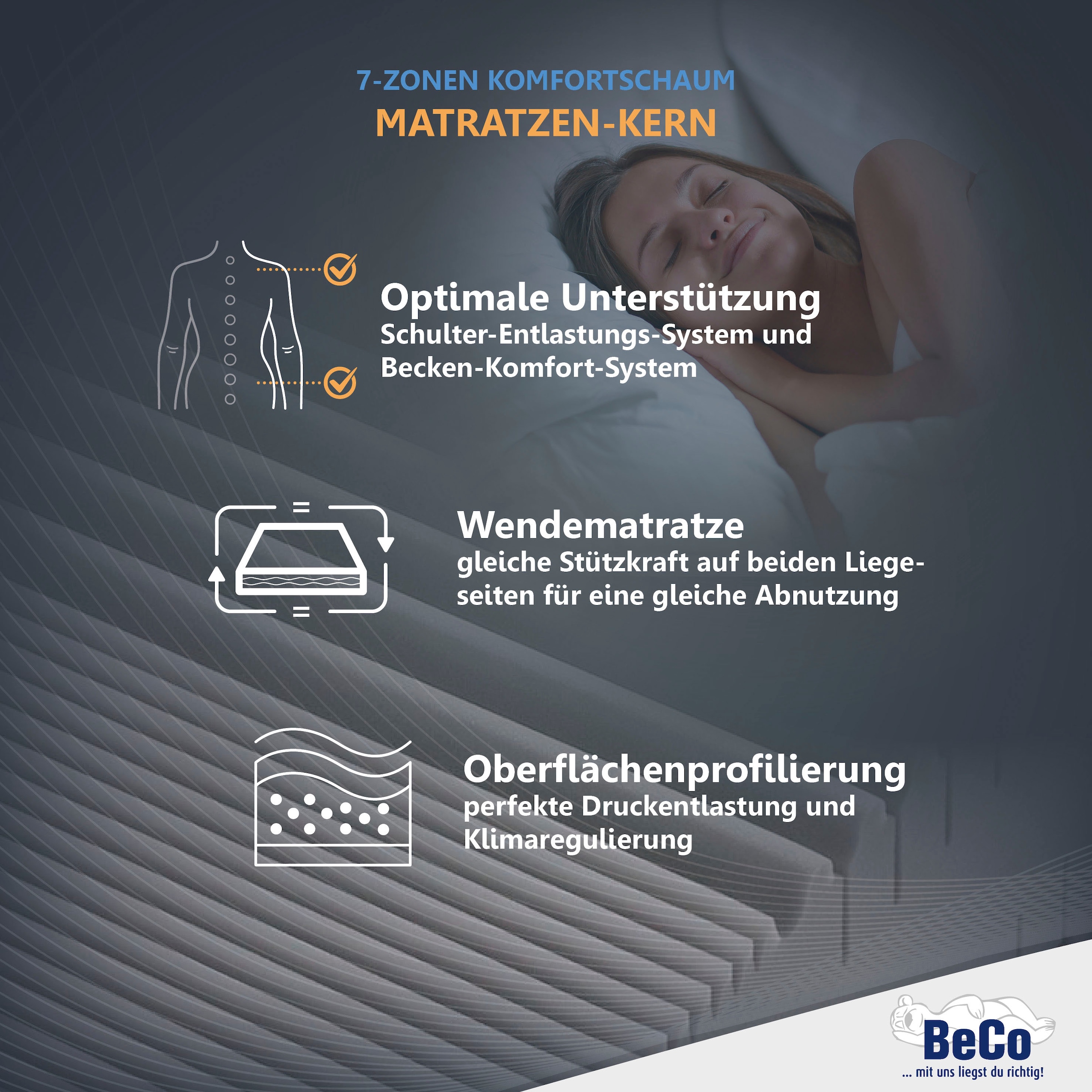 Beco Komfortschaummatratze »Matratze Selection MF, Matratze in 90x200 cm und weiteren Größen«, Raumgewicht: 27 kg/m³, (1 St.), Matratze in zwei Höhen 14 oder 22 cm !