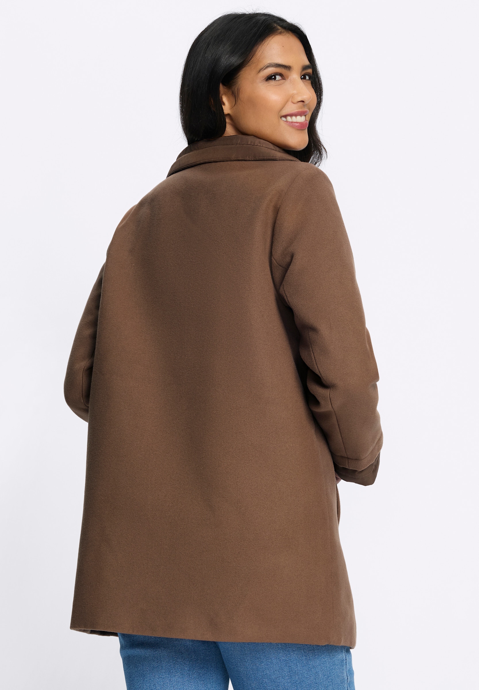 Sieh an! Langjacke »Longjacke Longjacke mit Stepp-Einsätzen« ohne Kapuze
