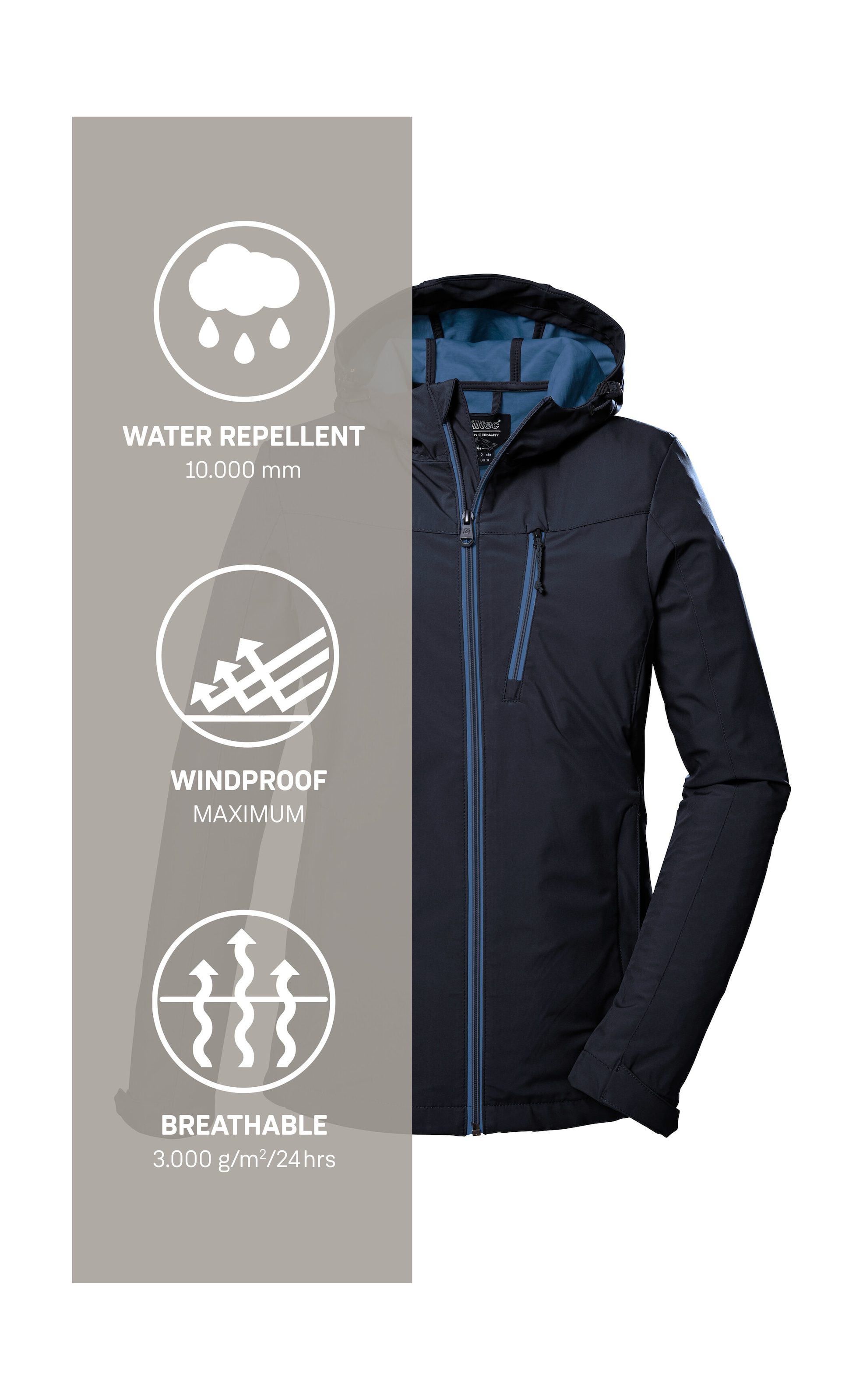 Killtec Softshelljacke »KOS 89 WMN SFTSHLL JCKT« Damen Softshelljacke: Wind-und wasserdicht, atmungsaktiv