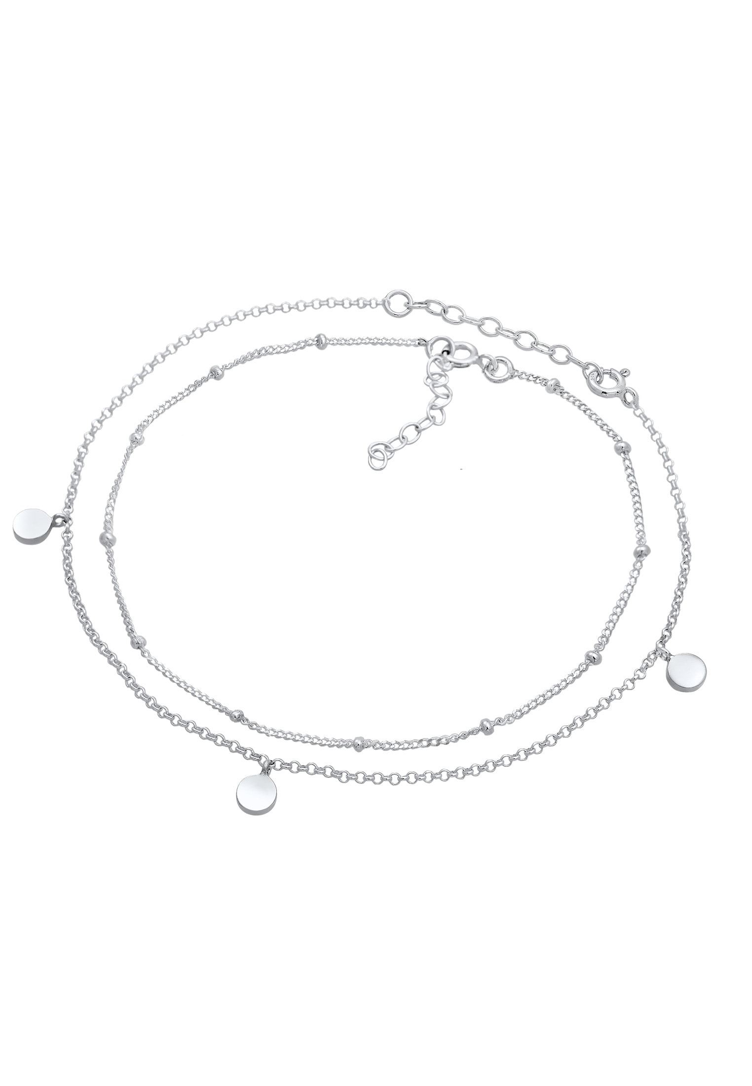 Elli Fußketten Set »Fußschmuck Ball Basic 2er Set 925 Sterling Silber«