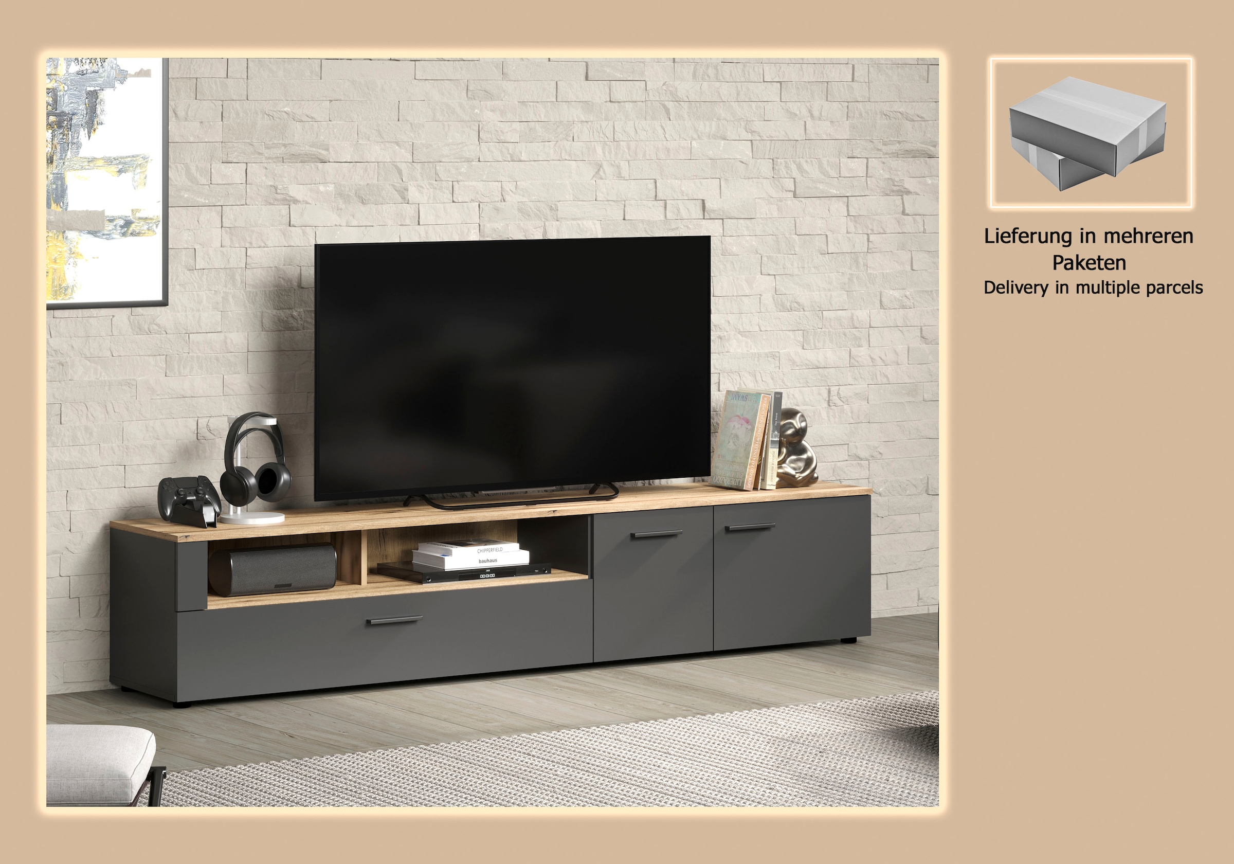 INOSIGN Lowboard »Estepona TV-Kommode« 1 Stk. tlg. TV-Board, Breite 210 cm, Elegant und modern
