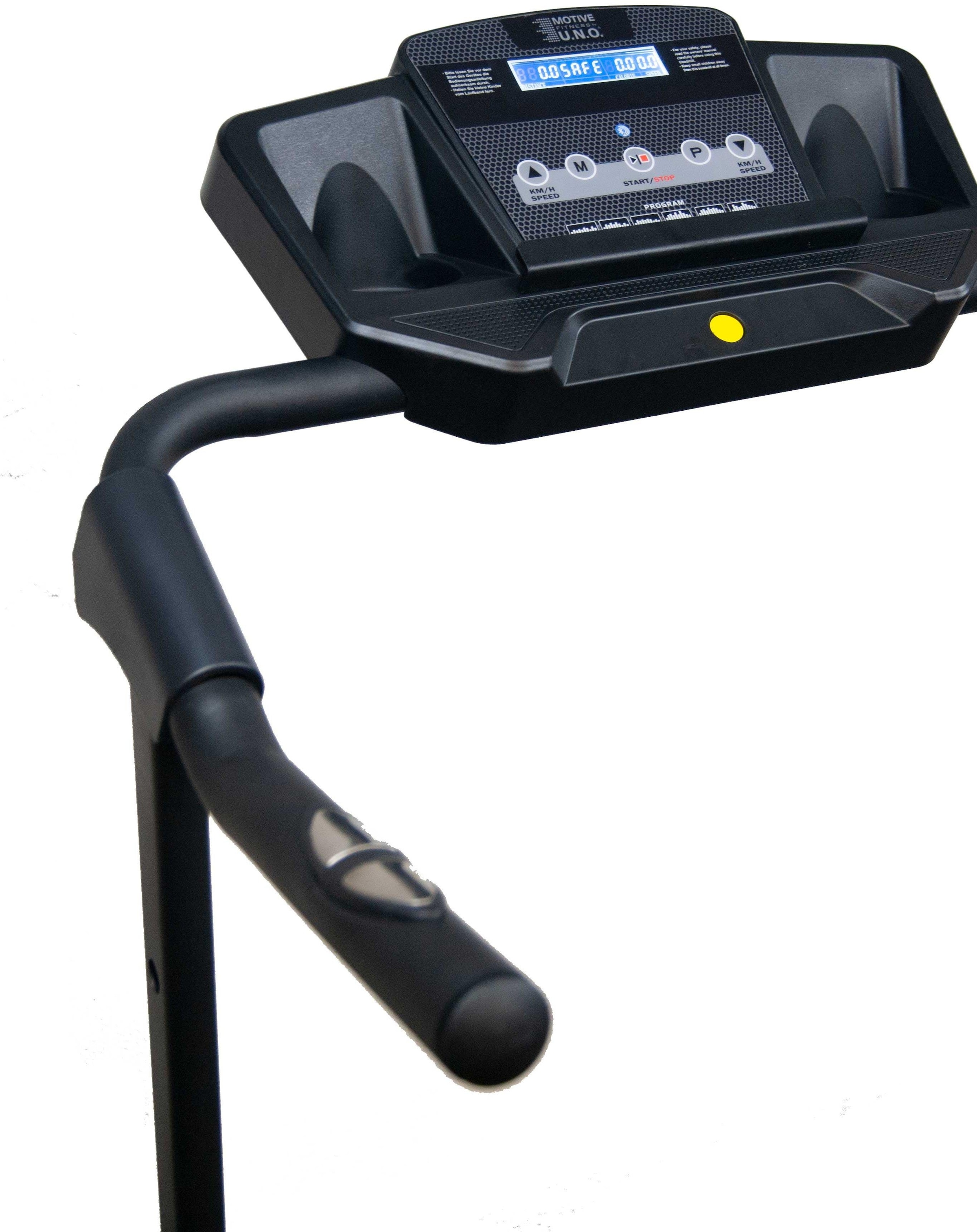 MOTIVE FITNESS by U.N.O. Laufband »Fit-Start Plus«, (Bluetooth Verbindung zur App FitShow möglich), bis max. 10 km/h, klappbar, Walking Pad, mit Tablet-Halterung