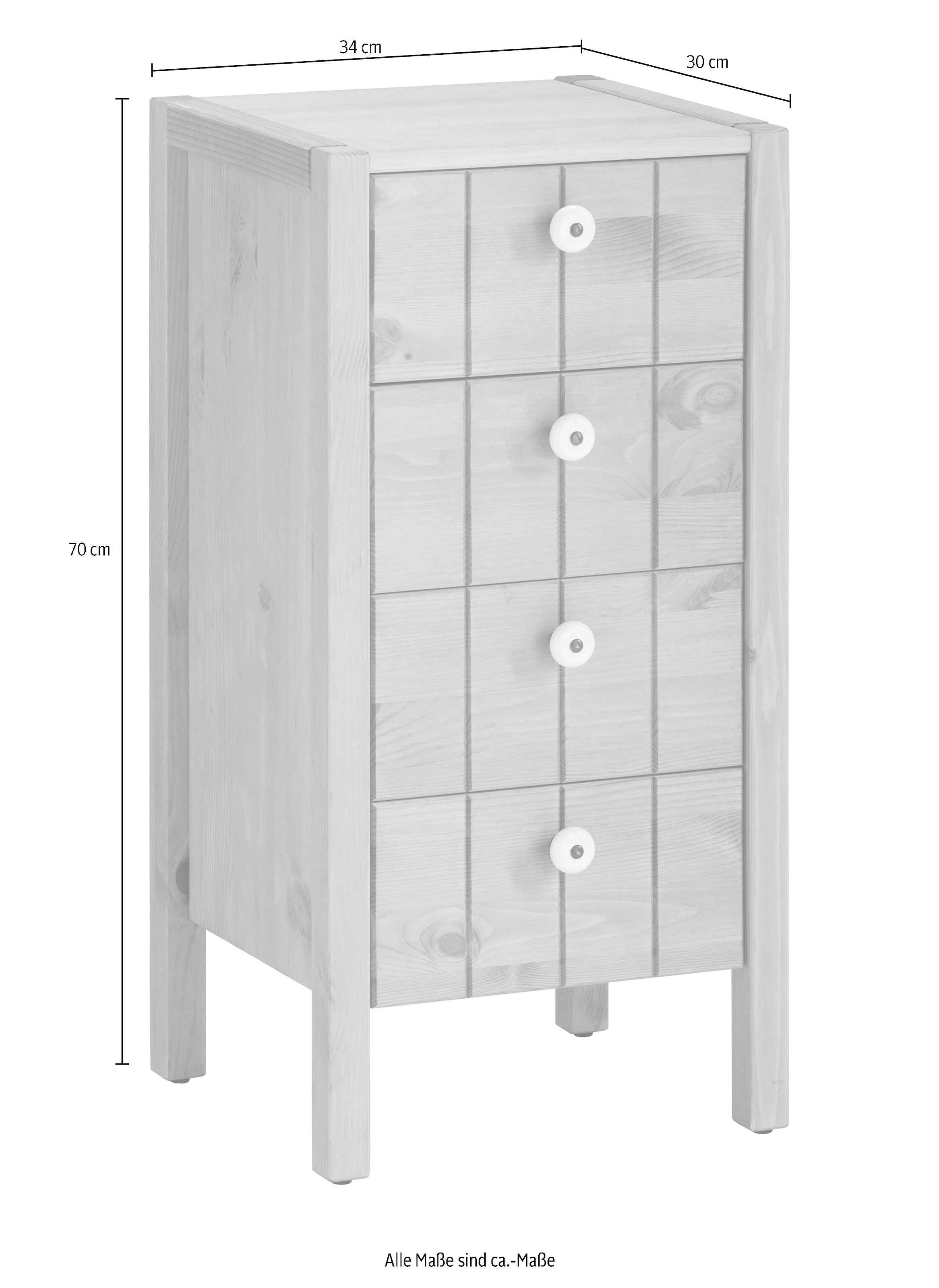 Home affaire Midischrank »Tina« Badmöbel, Kommode, Schrank, Breite 31,5 cm, Massivholz