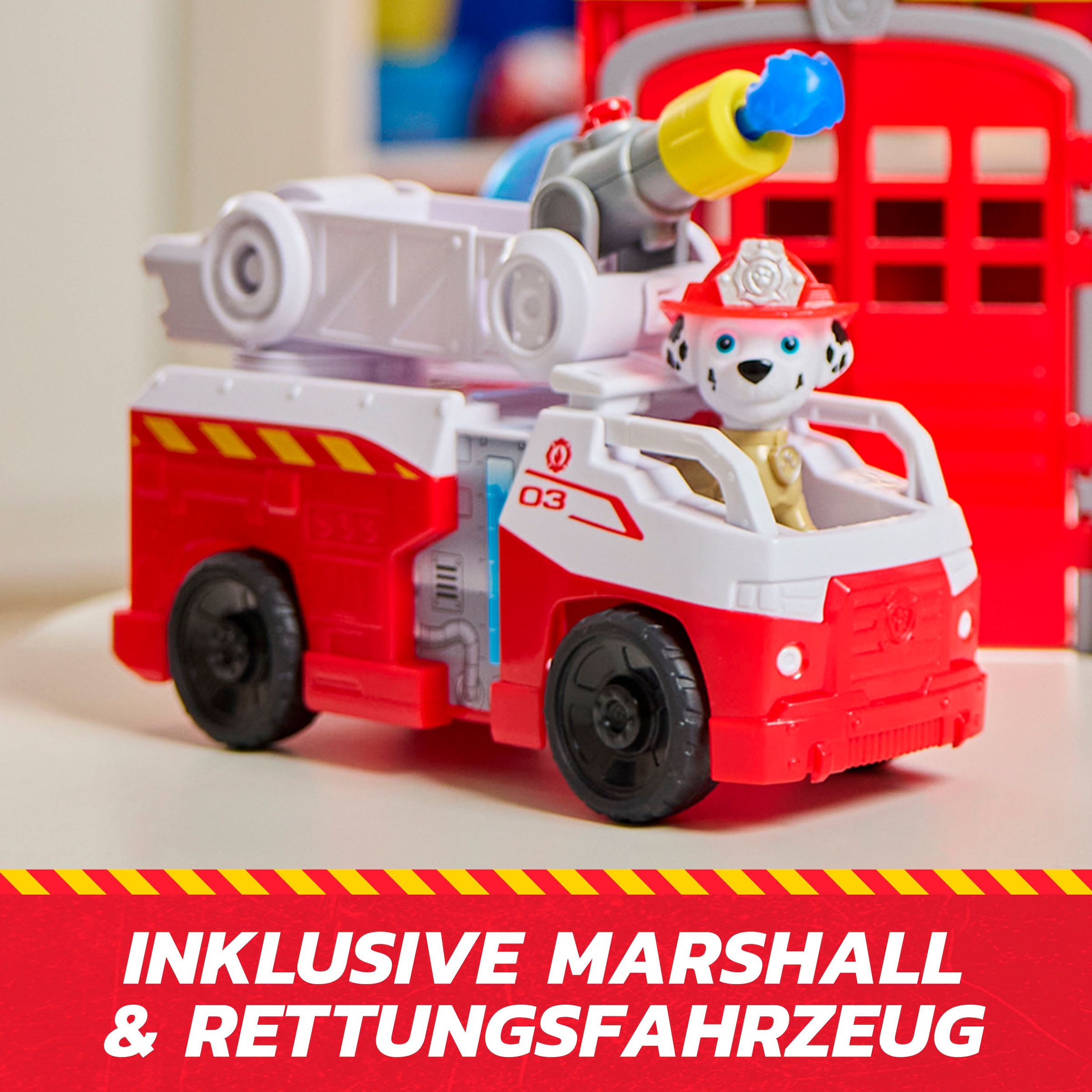 Spin Master Spiel-Feuerwehrwache »PAW Patrol Fire Rescue - Feuerwehr-Station« inkl. Marshall und Fahrzeug; mit Licht- und Soundeffekten