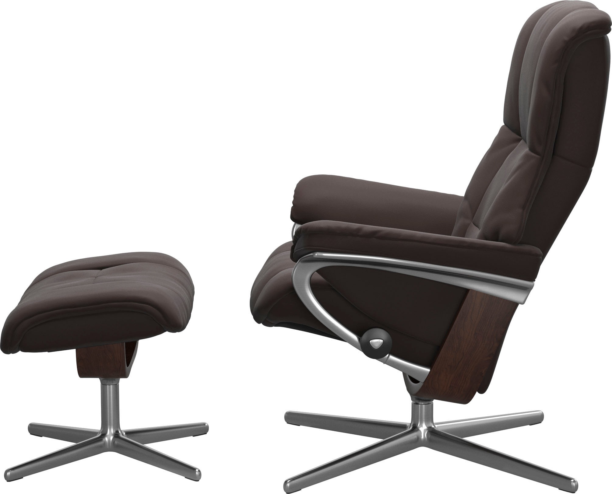 Stressless® Relaxsessel »Mayfair«, (Set, Relaxsessel mit Hocker), mit Hocker, mit Cross Base, Größe S, M & L, Holzakzent Braun