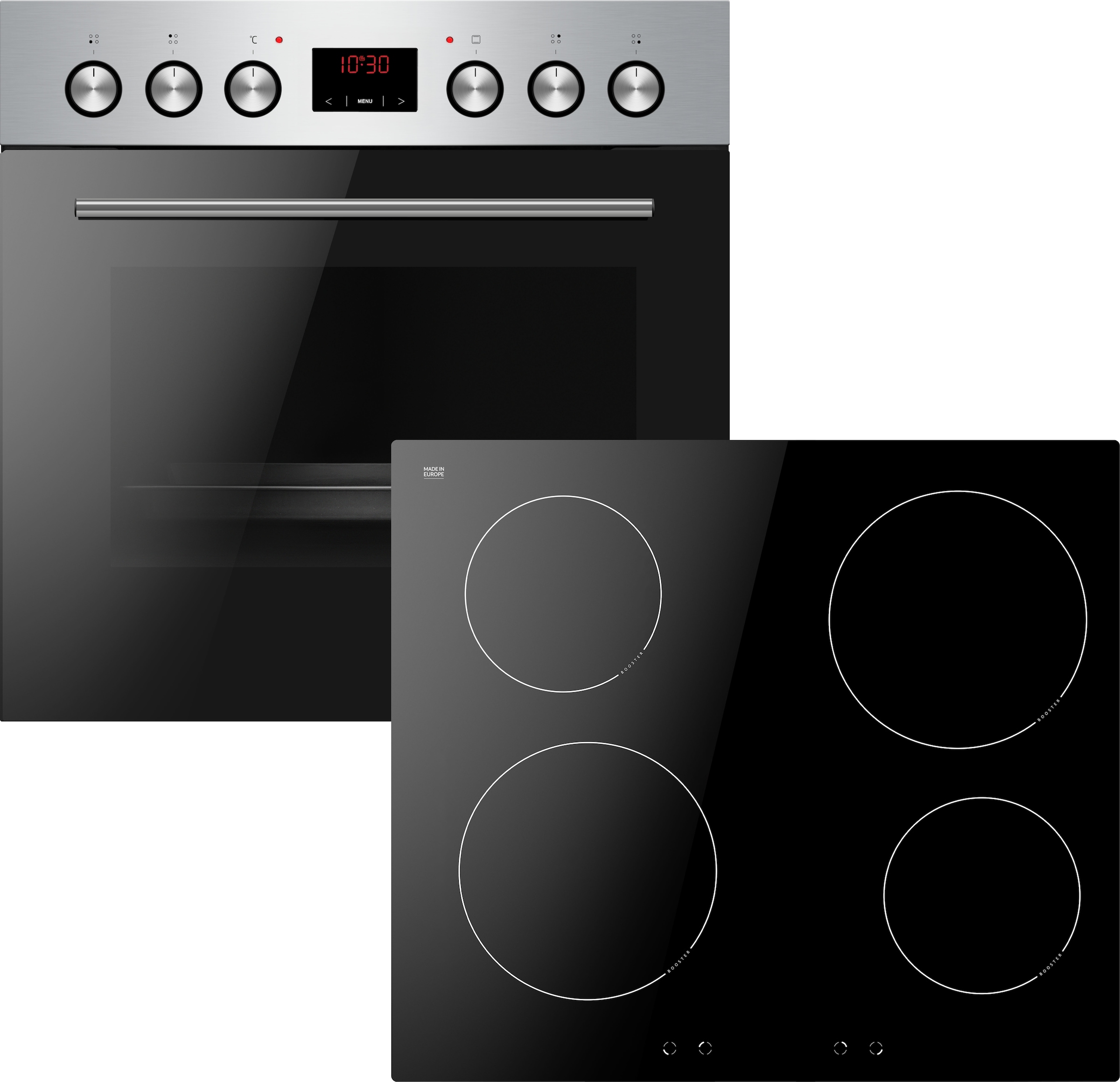 Amica Induktions Herd-Set »EHI 935 333 E« Steam Clean Backofen | Induktionskochfeld, 1 Stk. tlg. Alles im Griff: Timer, klare Sicht, schnell sauber