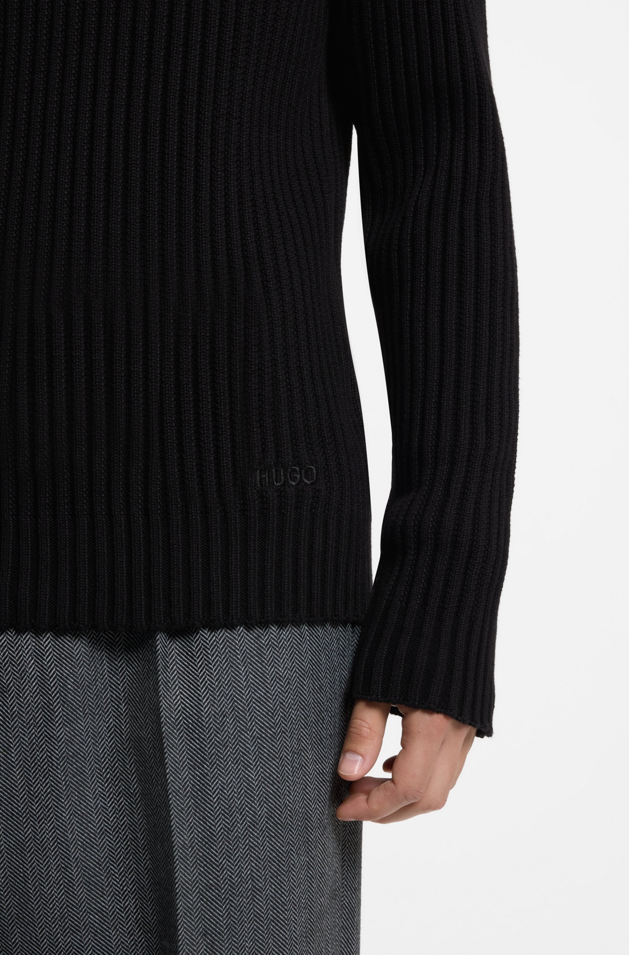 HUGO Strickpullover »Sribban« aus Baumwolle, Relaxed Fit