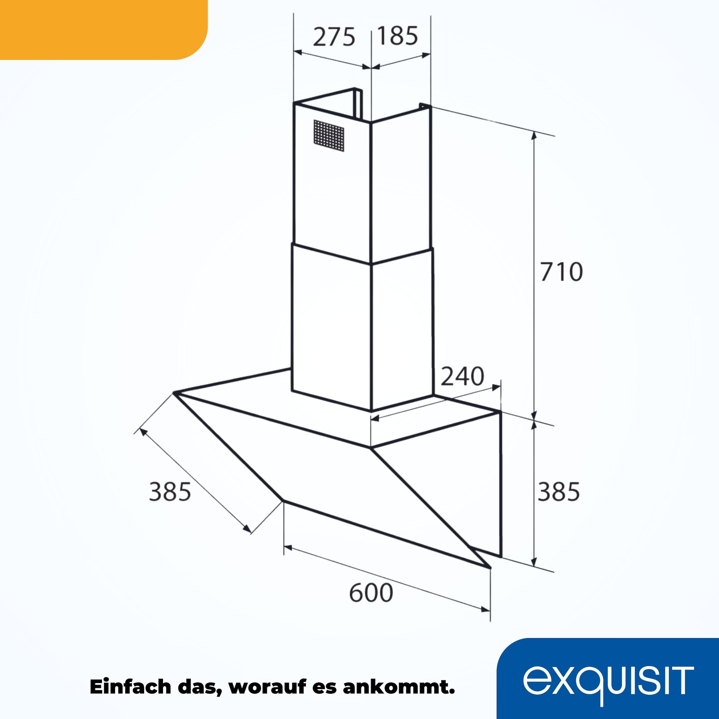 exquisit Kopffreihaube »KFD 60‐9 DUO Inox« Bewegungsfreiheit über Kochfeld, Absaugung von unten & oben