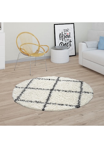Paco Home Hochflor-Teppich »Kalmar 441«, rund, Scandi Design, Rauten Muster, weich &... kaufen