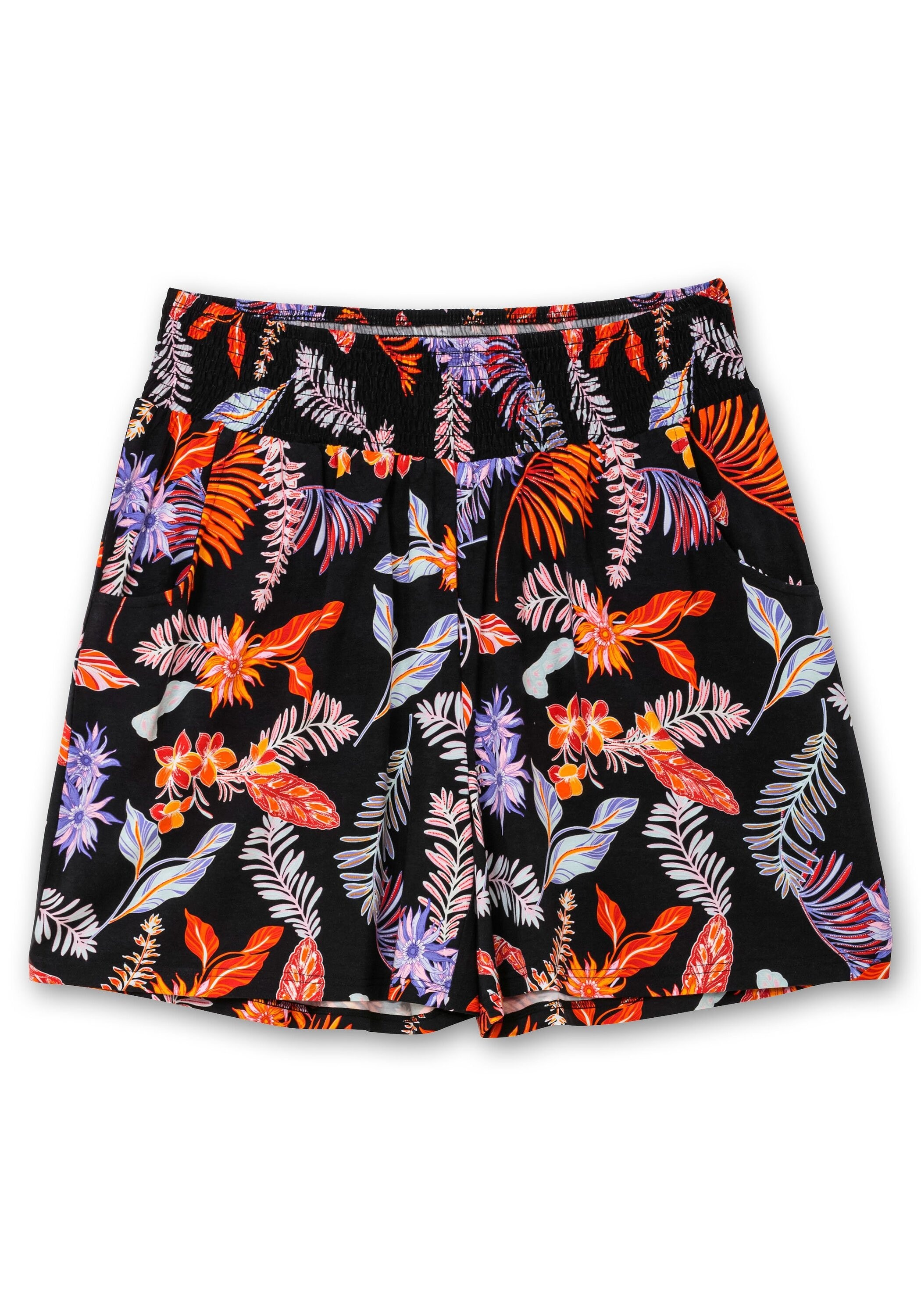 Sheego Shorts »Shorts mit Blätterprint und Smokbund«