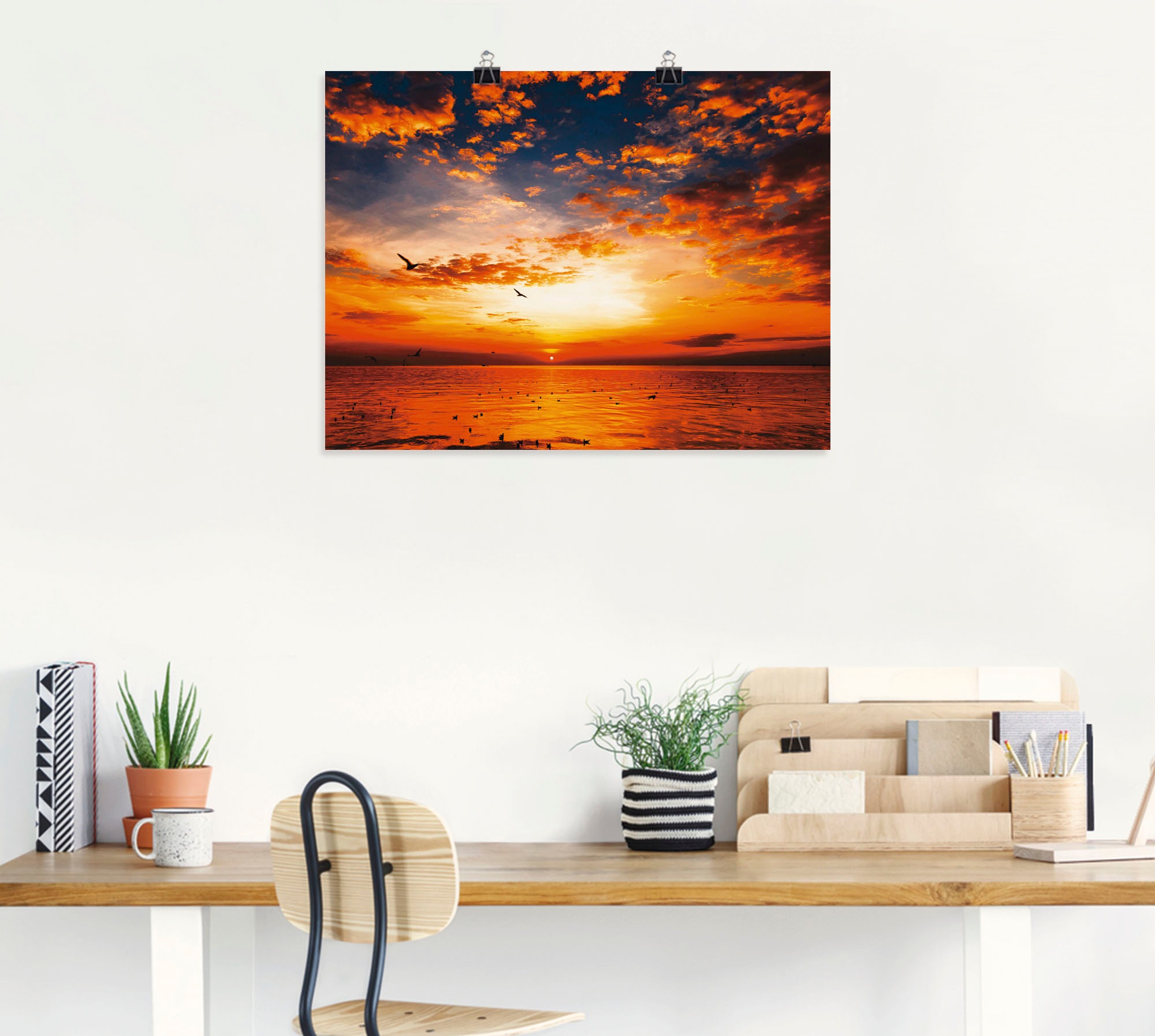 Artland Wandbild »Sonnenuntergang am Strand«, Alubild, Wandaufkleber versch. Poster Größen Leinwandbild, in Rechnung als bestellen (1 oder & auf St.), Sonnenaufgang -untergang