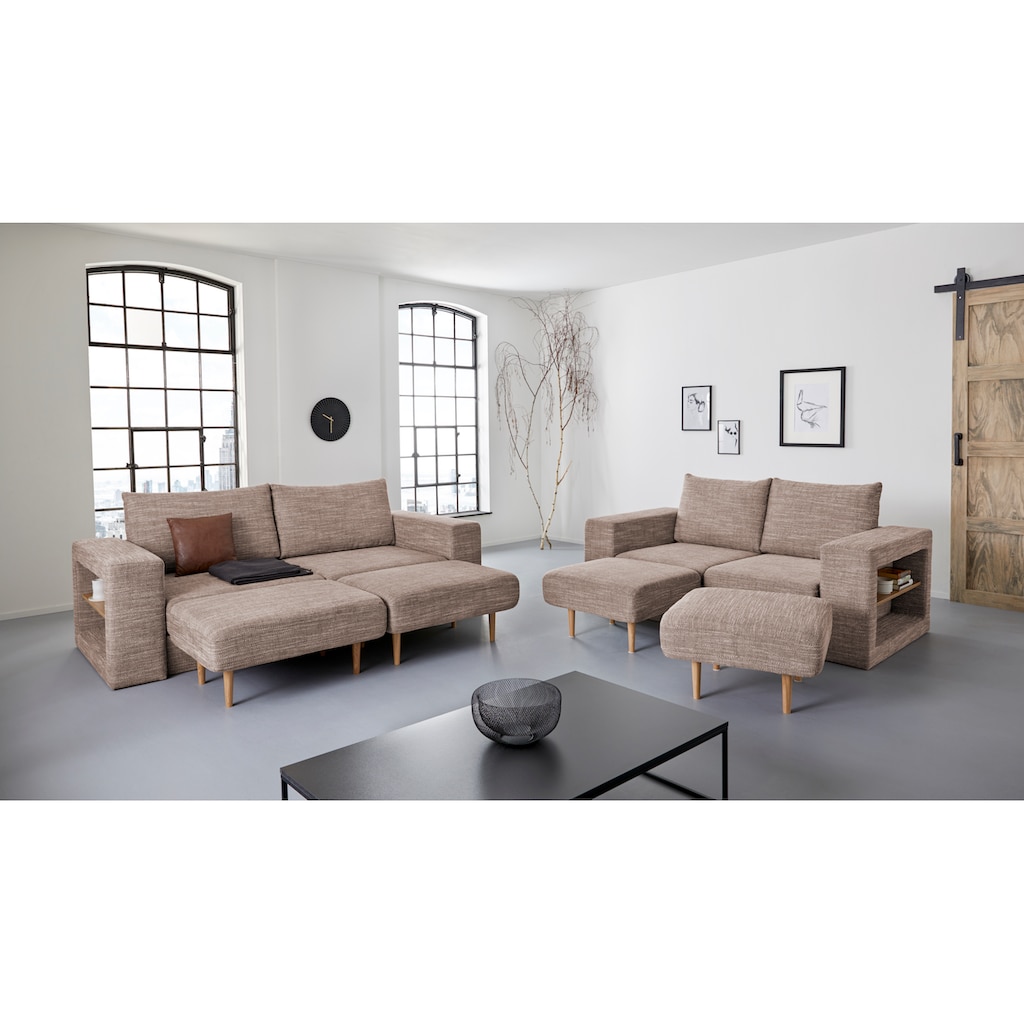 LOOKS by Wolfgang Joop 3,5-Sitzer »Looksvb«, Verwandlungssofa: aus Sofa wird Sofa mit 2 Hockern, mit Regalfunktion