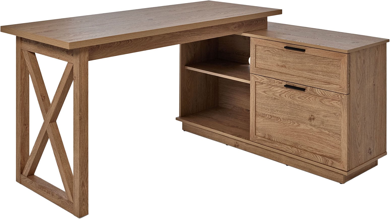 Jahnke Eckschreibtisch "CHALET D 155 E" 1 Stk. tlg. im Landhausstil, wechselseitig montierbar