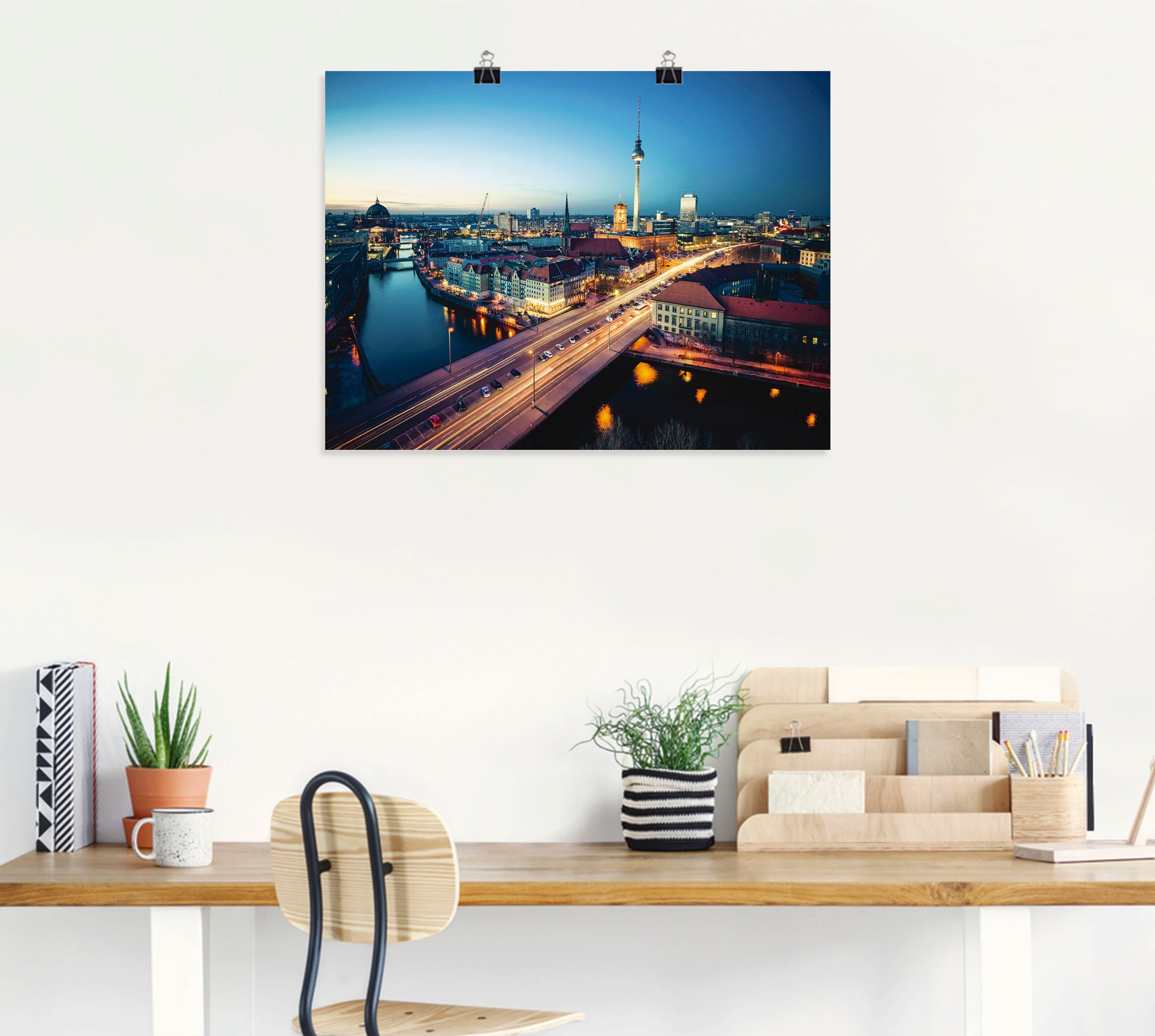 Artland Wandbild »Berlin Cityscape am Abend«, Deutschland, (1 St.), als Leinwandbild, Poster in verschied. Größen