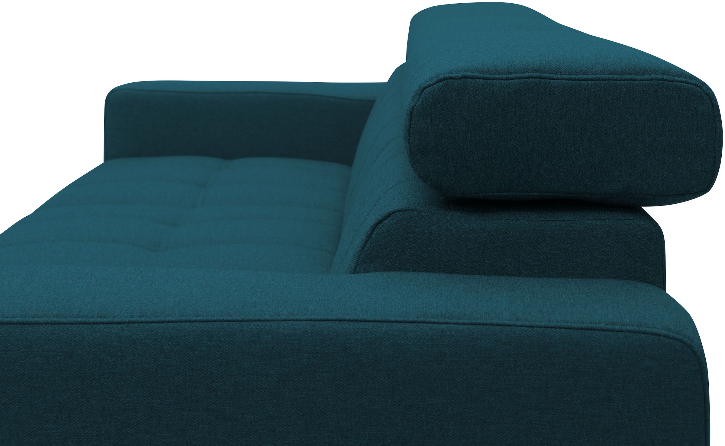 DOMO collection Ecksofa »Trento L-Form, mit Kufenfuß oder Einzelfuß«, wahlweise mit Kopfteilverstellung, Recamiere links/rechts bestellbar