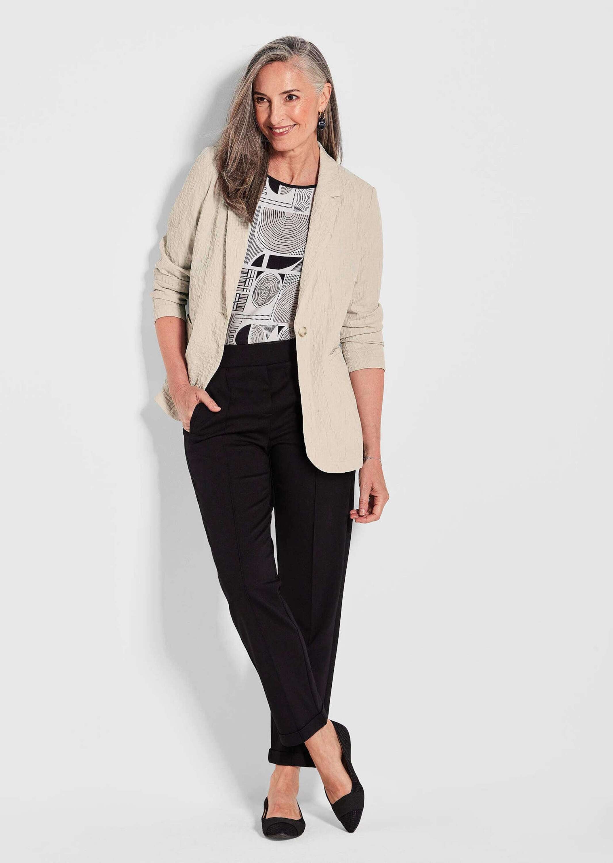 GOLDNER Jackenblazer »Kurzgröße Strukturierter Stretchblazer mit Revers«