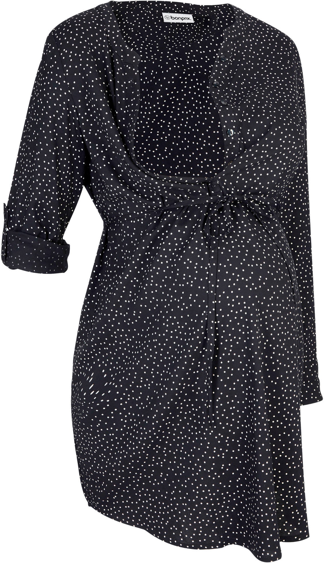 bonprix Umstandskleid aus Viskose, Loose Fit, mit Knopfleiste, mit abnehmbarem Bindeband