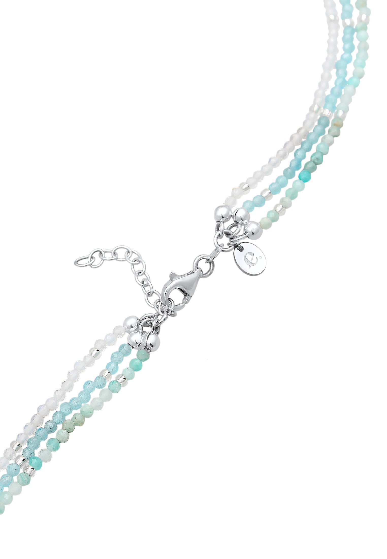 Elli Premium Silberkette »Halskette Edelstein Perlen Mondstein Zirkon 3-reihig 925 Silber«