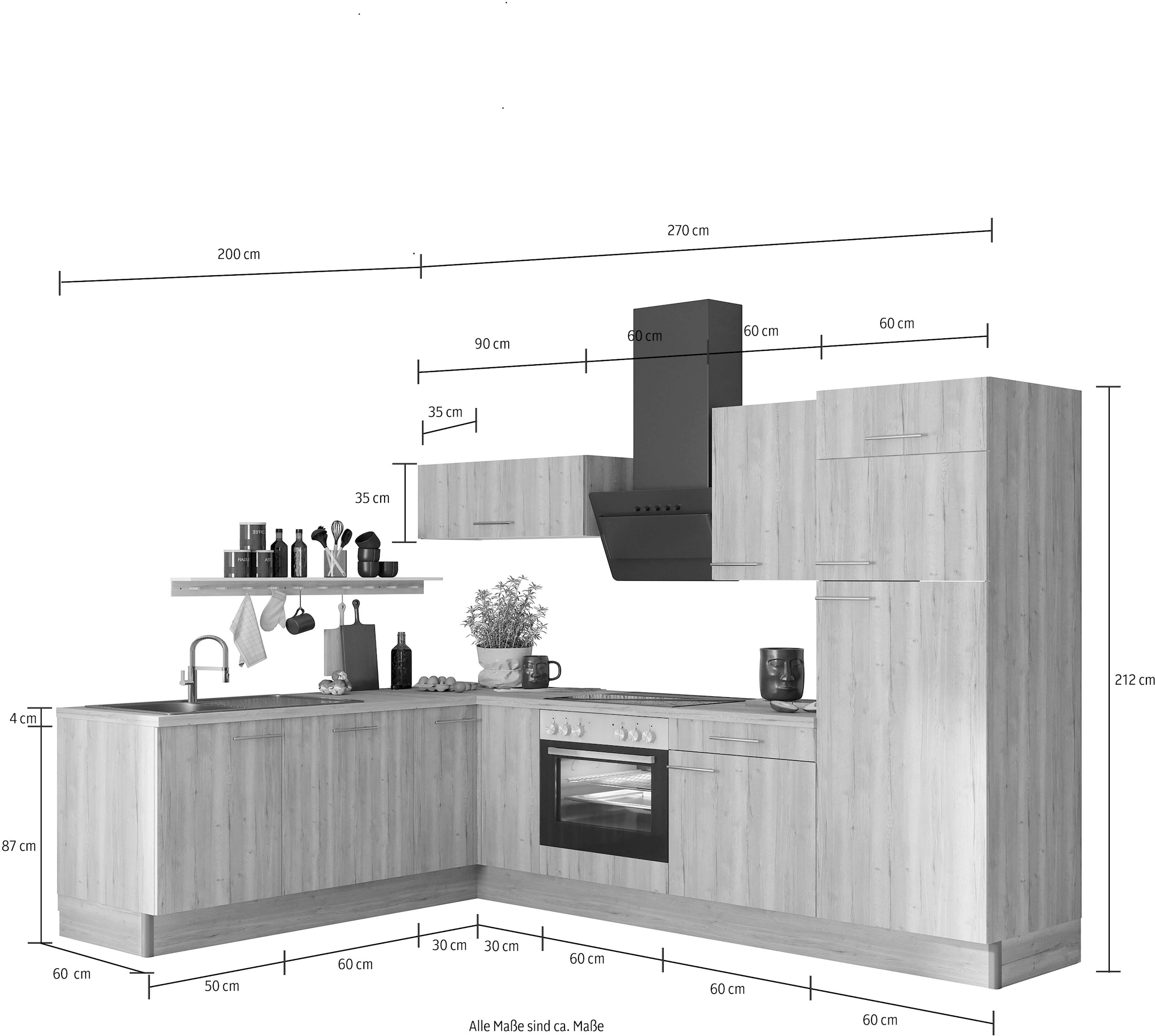 OPTIFIT Küche »Klara«, 200 E-Geräten 270 mit cm wahlweise breit, auf kaufen x Raten