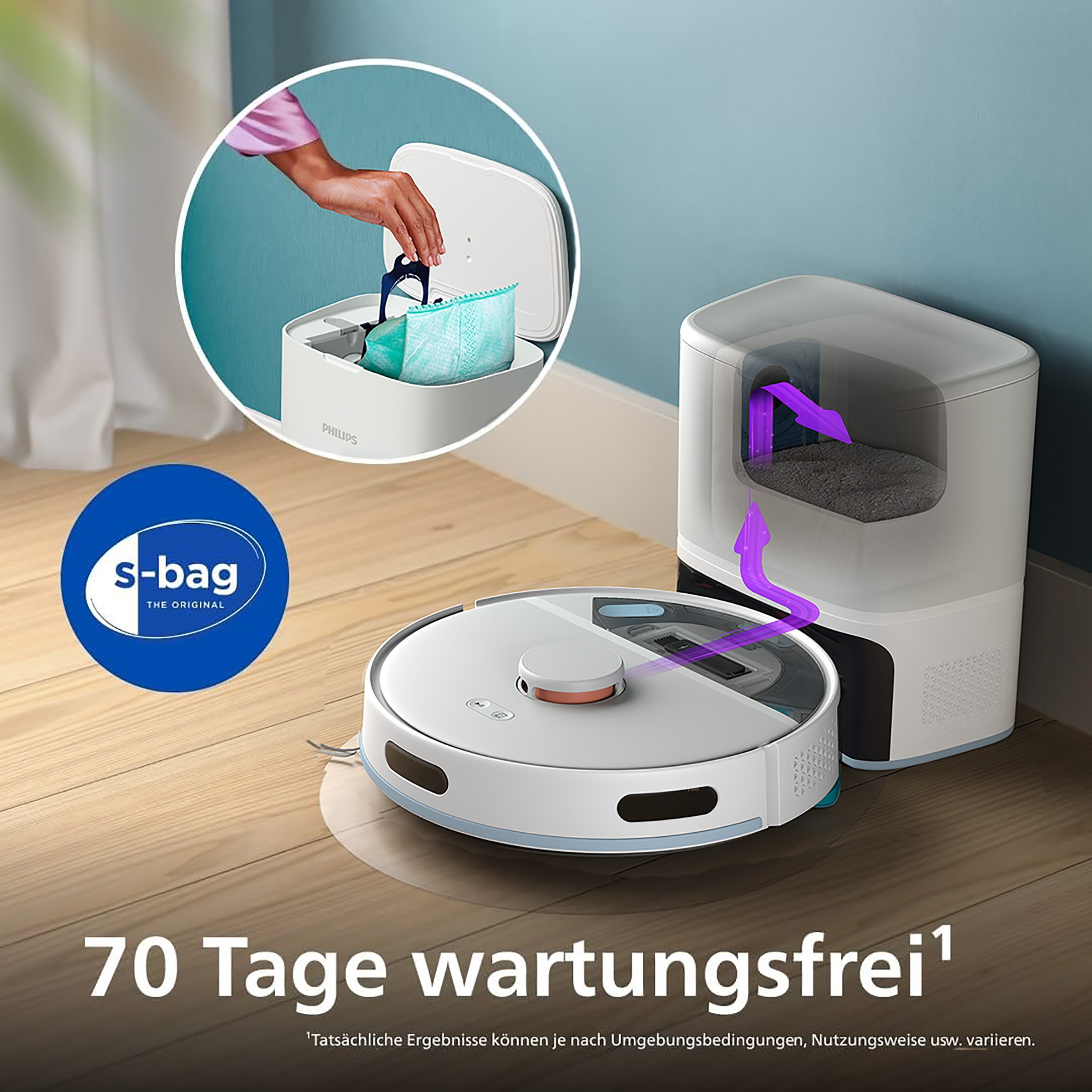 Philips Nass-Trocken-Saugroboter »XU2100/25 2000 Series 2. Gen, mit 6.000pa Saugkraft, Teppich-Boost«, LDS-Radarnavigationssystem, HomeRun App, inkl. Entleerungsstation