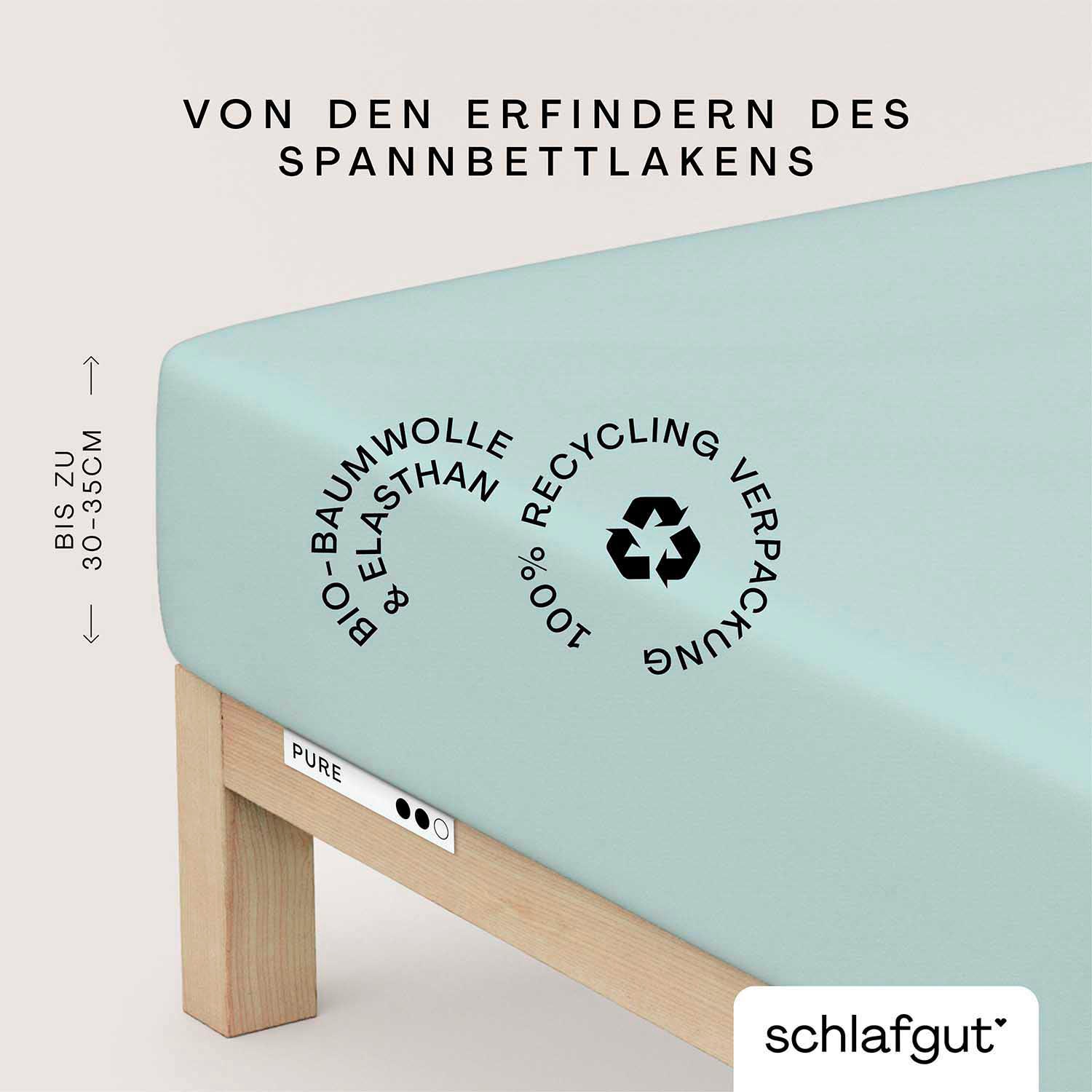 Schlafgut Spannbettlaken »PURE Bio-Baumwolle mit Elasthan, dehnbar blickdicht, straff, Bettlaken«, Laken für Matratzen bis 30cm Höhe, in 90x200, 140x200 oder 180x200 cm